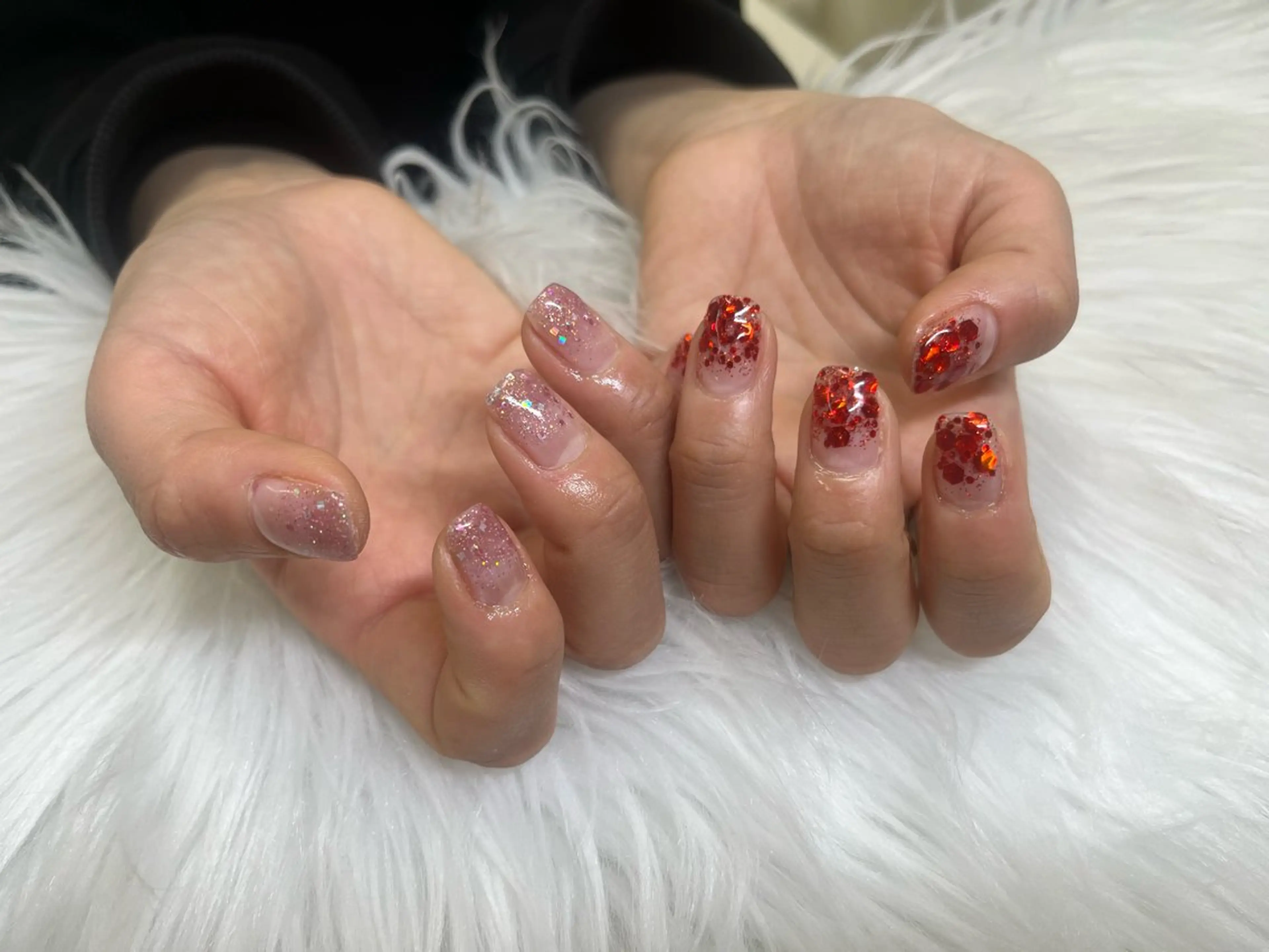 ネイル グラデーション ラメ(グリッター) ラメグラデーション 春ネイル ハンドネイル chai 上本町 sakuraのネイルデザイン