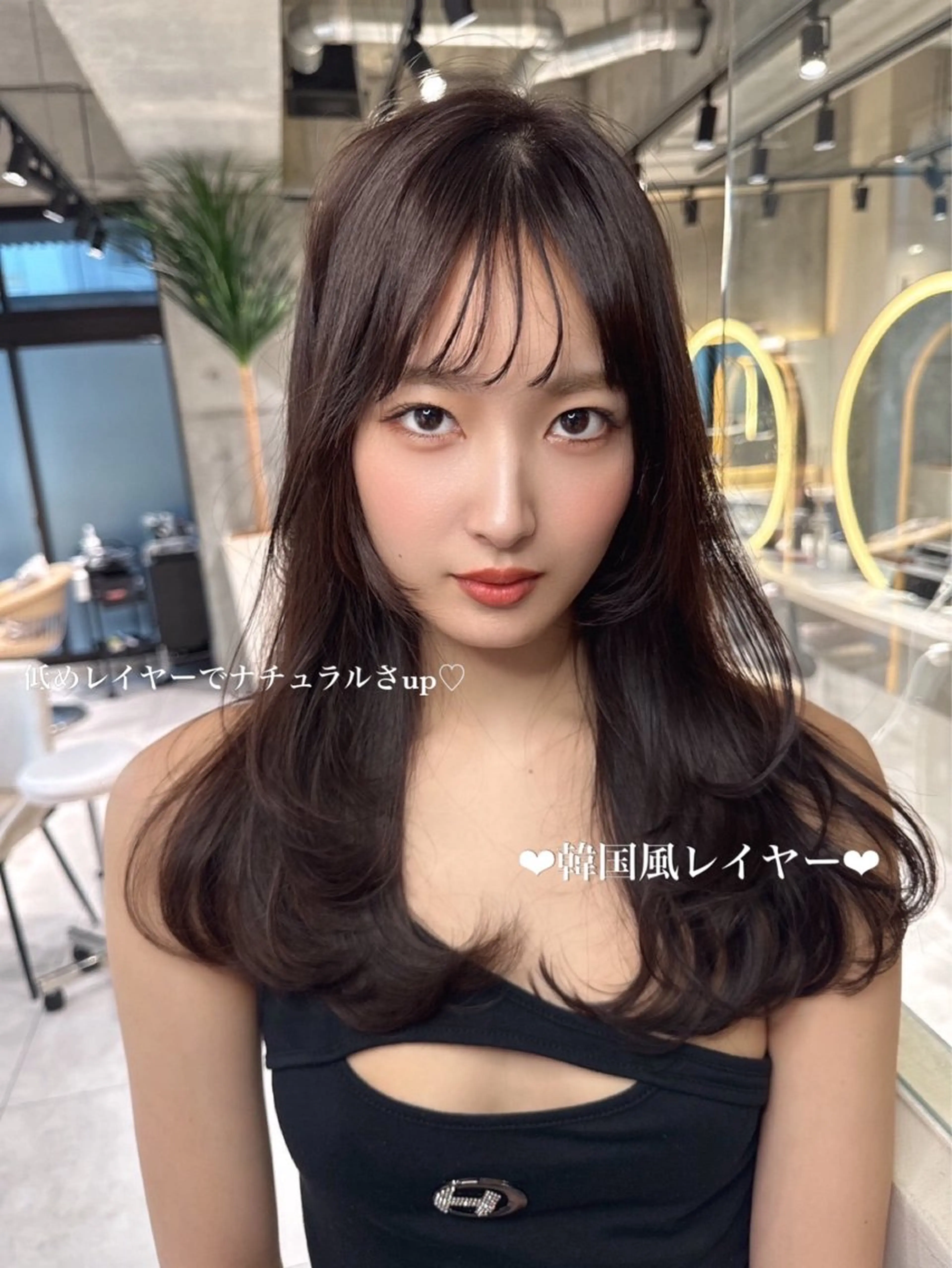 ロング くびれヘア 韓国風ヘア レイヤーカット 小顔カット 縮毛矯正 ♡Aira♡lond /グレージュ/縮毛のヘアスタイル