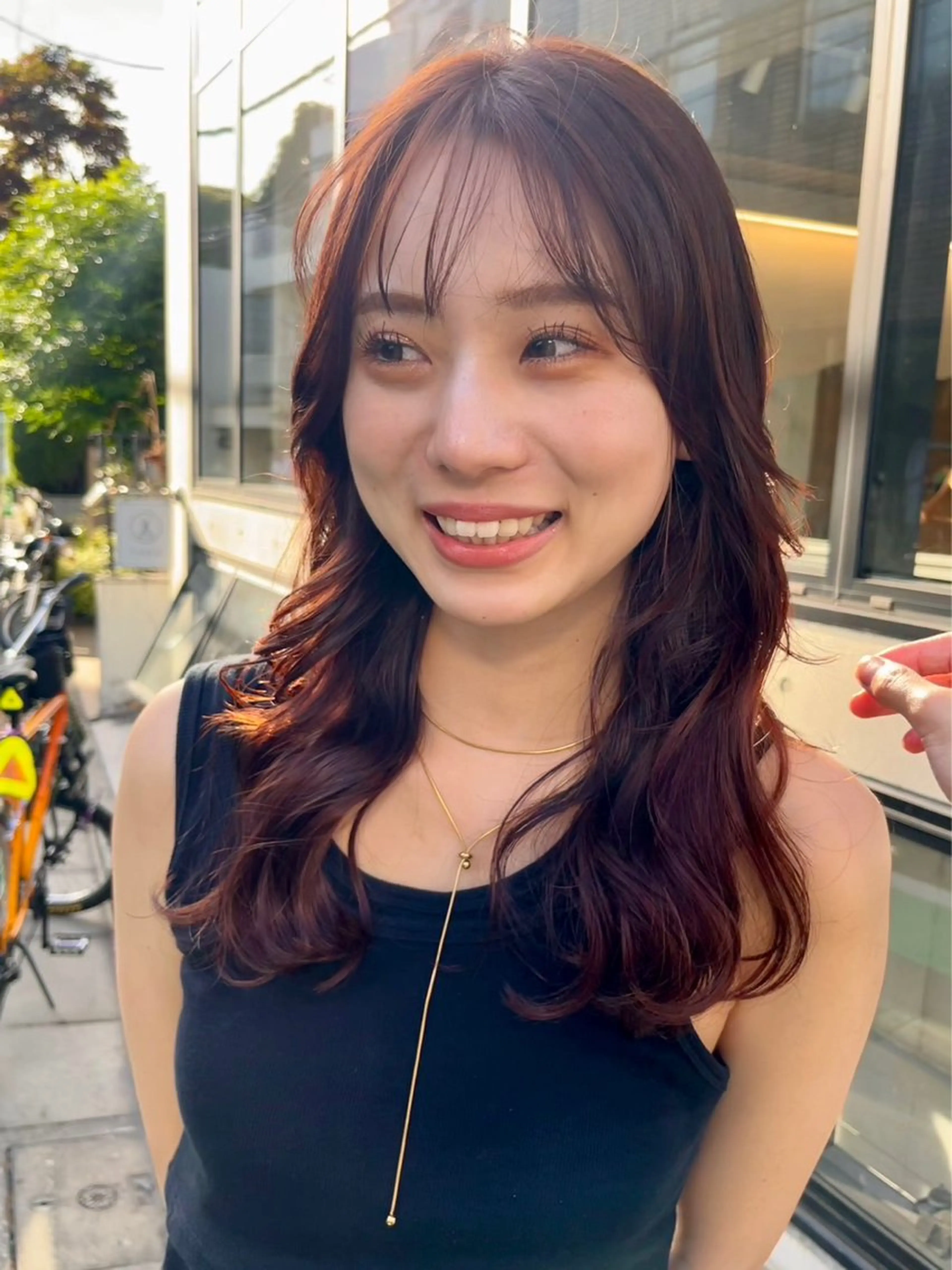 セミロング カラー レイヤーカット/ 酸性ストレート梅田のヘアスタイル