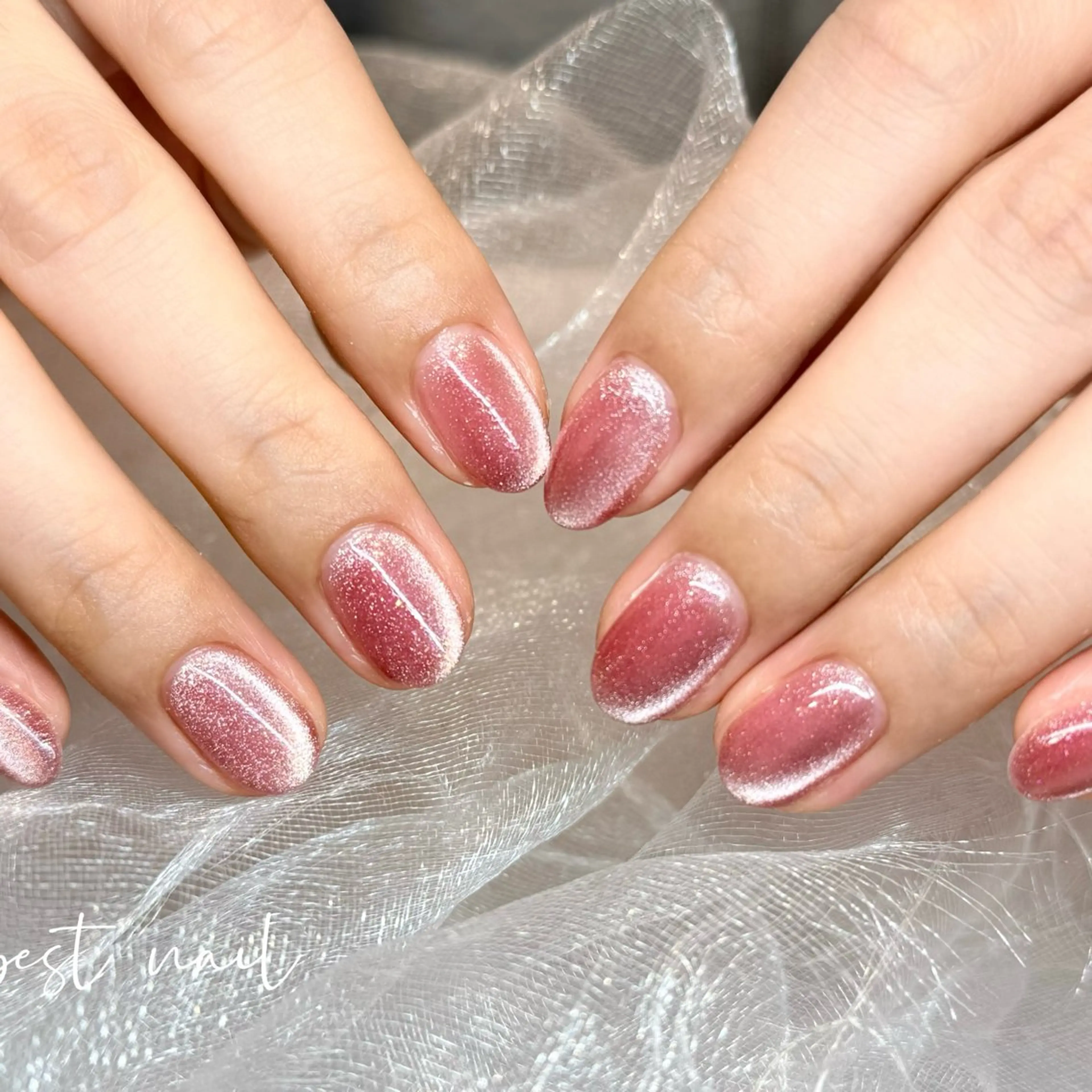 ネイル オーロラネイル クリアネイル 長さ出し ジェルネイル 韓国ネイル ハンドネイル best nailのネイルデザイン