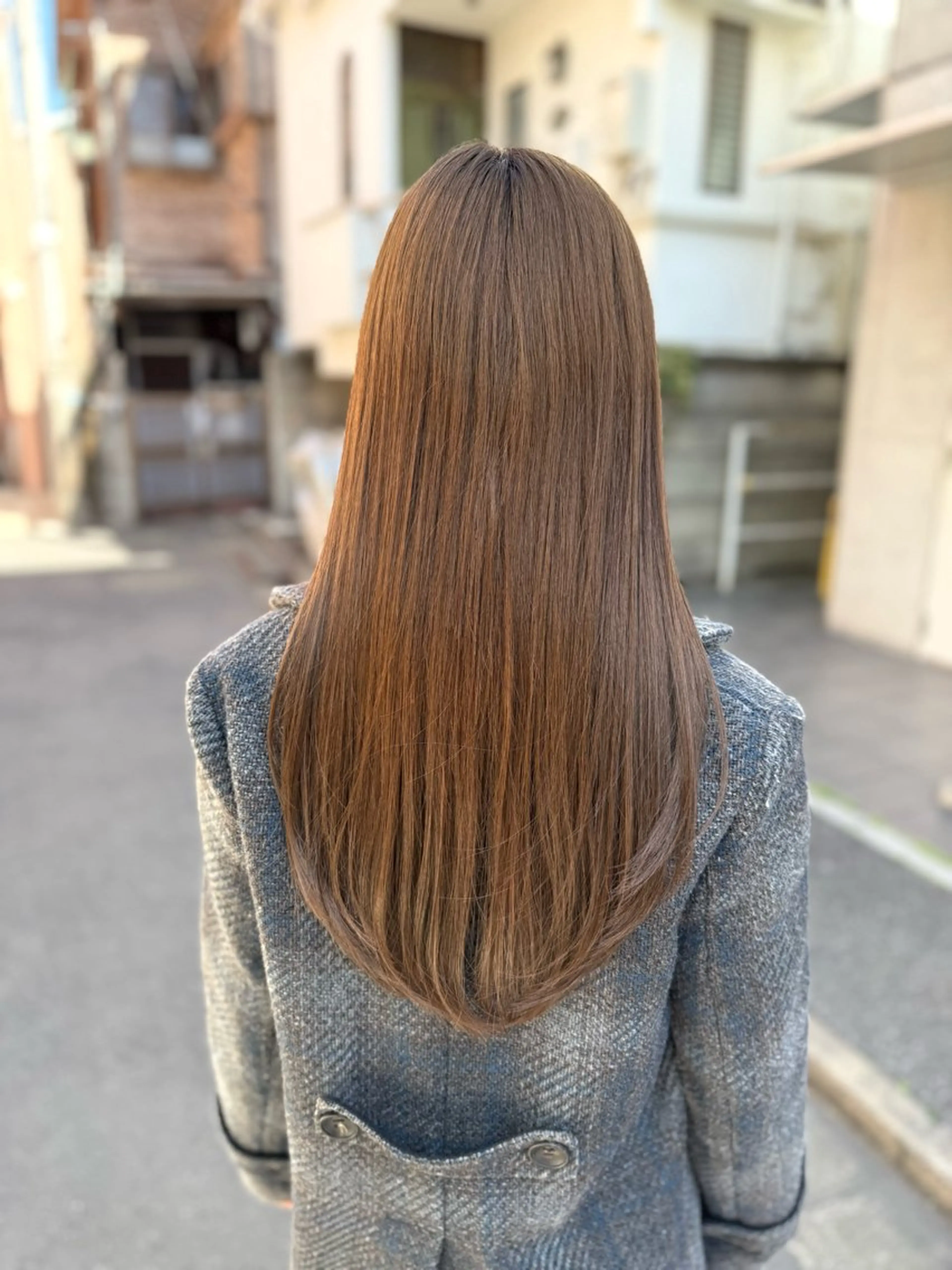 ロング カラー アッシュ ベージュカラー ハイレイヤー レイヤーカット カット ヘアカラー トリートメント グレージュ/レイヤー /韓国ヘア/RISAのヘアスタイル