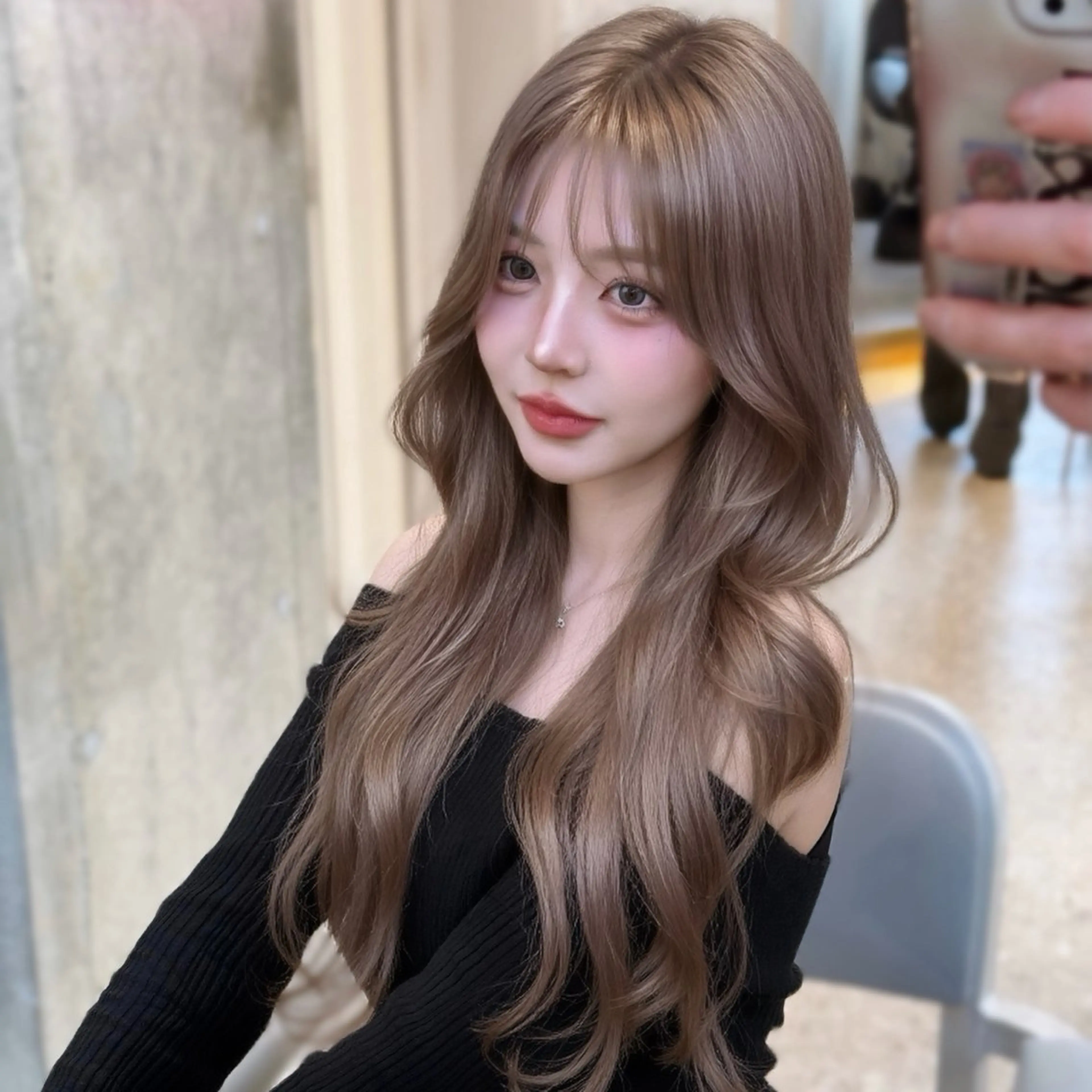 セミロング カラー ブリーチ ダブルカラー ブリーチなしカラー 韓国風ヘア レイヤーカット カット ヘアカラー トリートメント 新宿/韓国風レイヤー 髪質改善/渋谷直樹のヘアスタイル