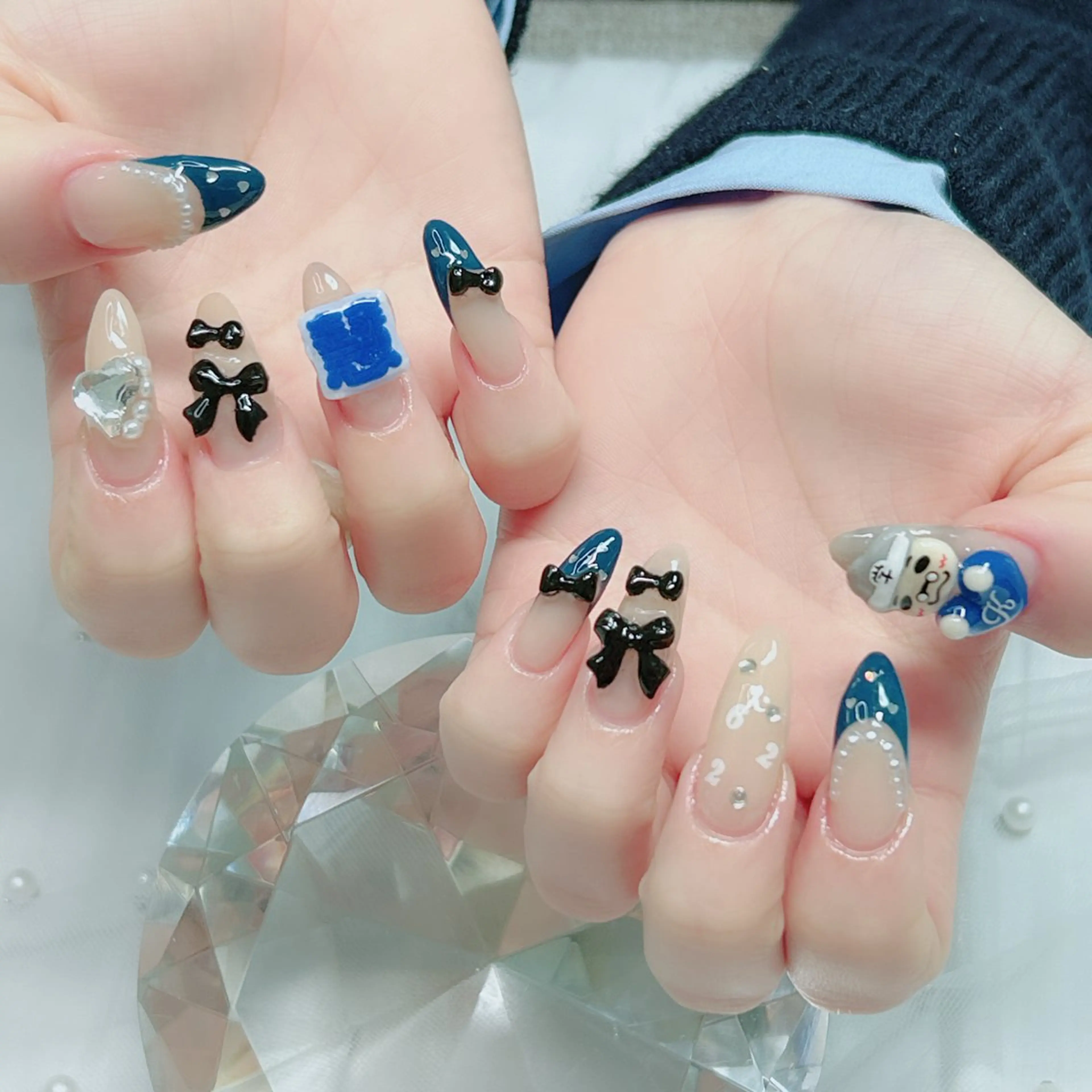 ネイル アニマル柄 アートネイル フレンチネイル ジェルネイル ガーリー ハンドネイル Cute Tips nailのネイルデザイン
