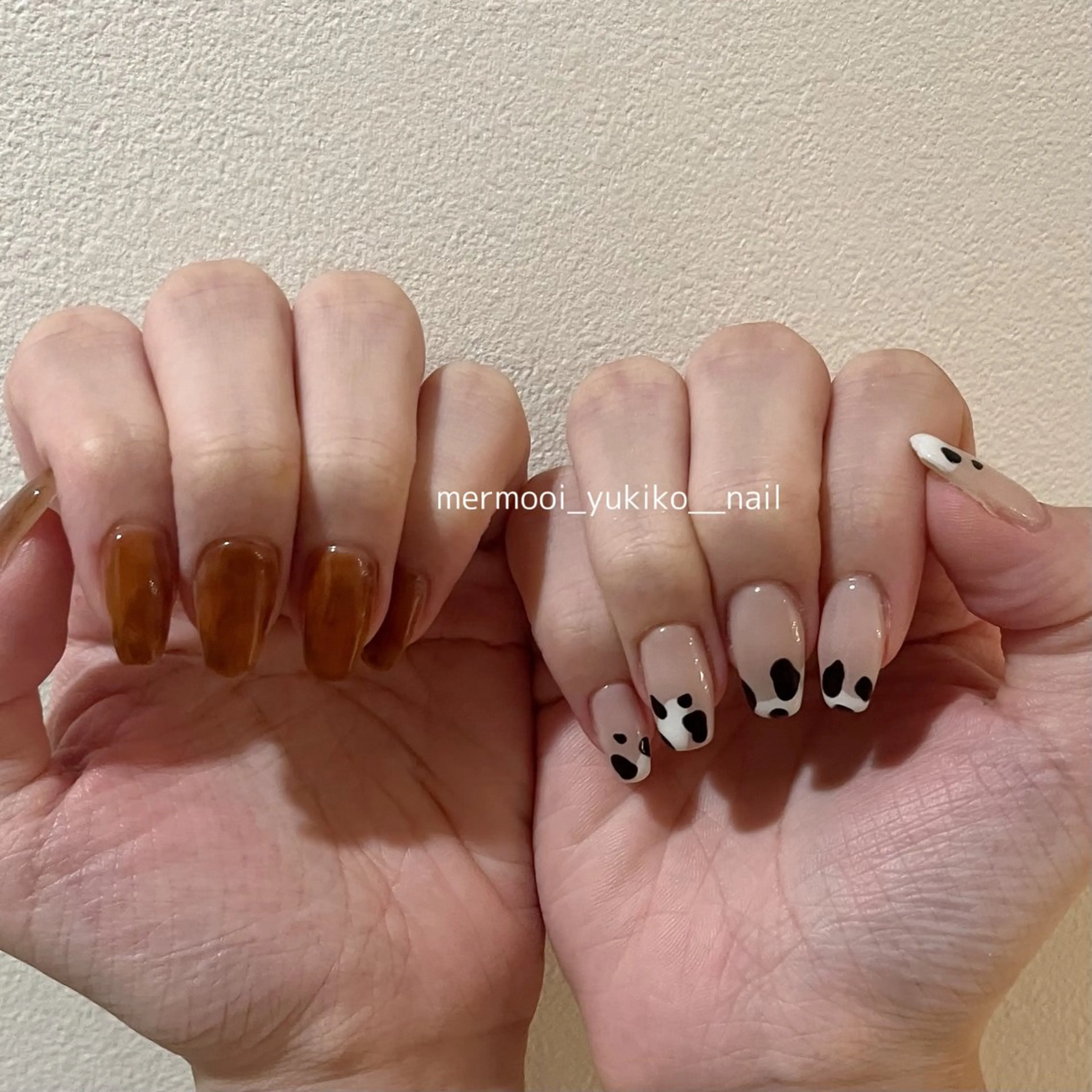 ネイル アニマル柄 べっ甲ネイル ニュアンスネイル ハンドネイル melumooi nailのネイルデザイン