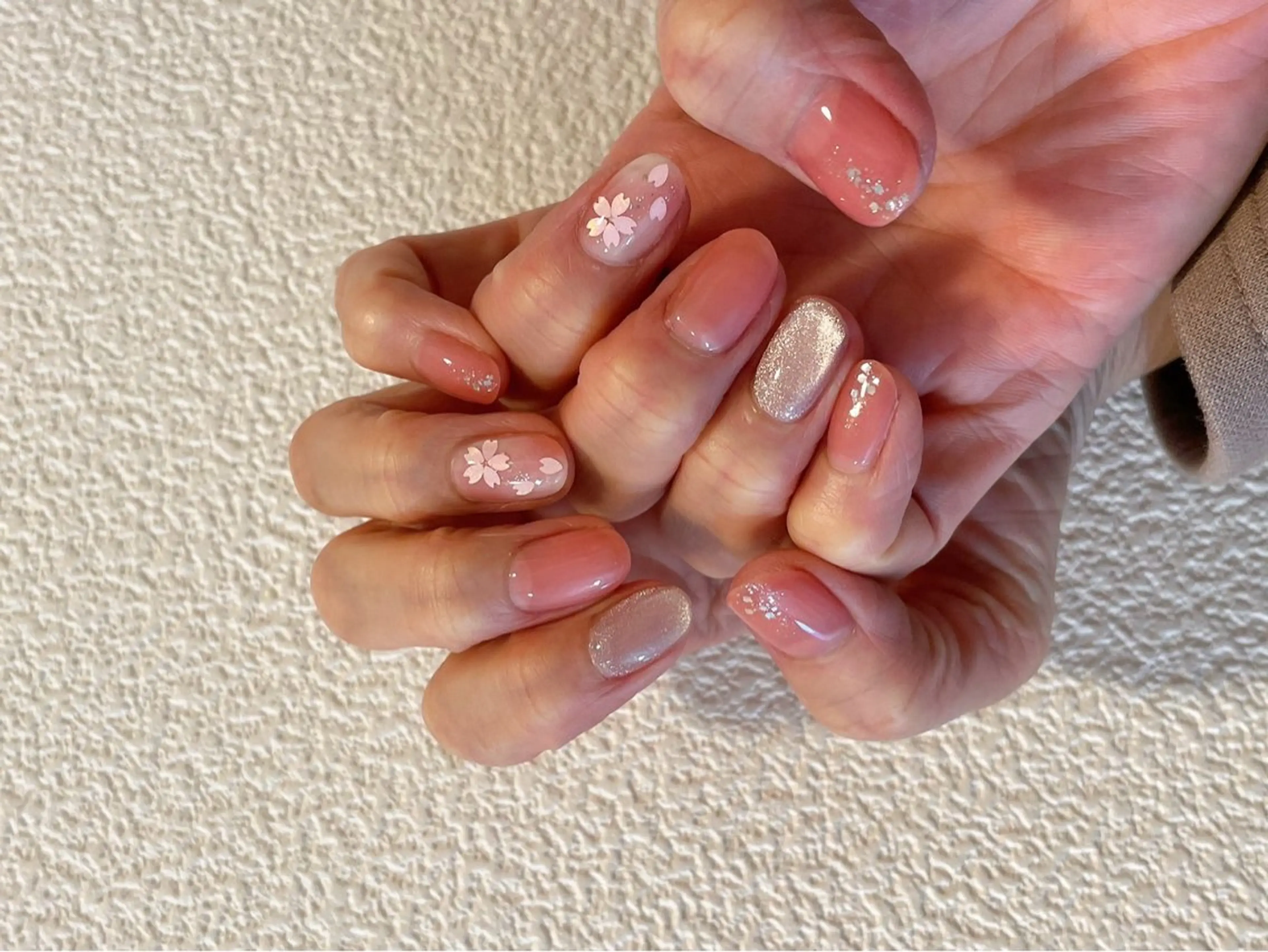 ネイル オーロラネイル 桜ネイル フットネイル フレンチネイル ジェルネイル kikinail 溝の口のネイルデザイン