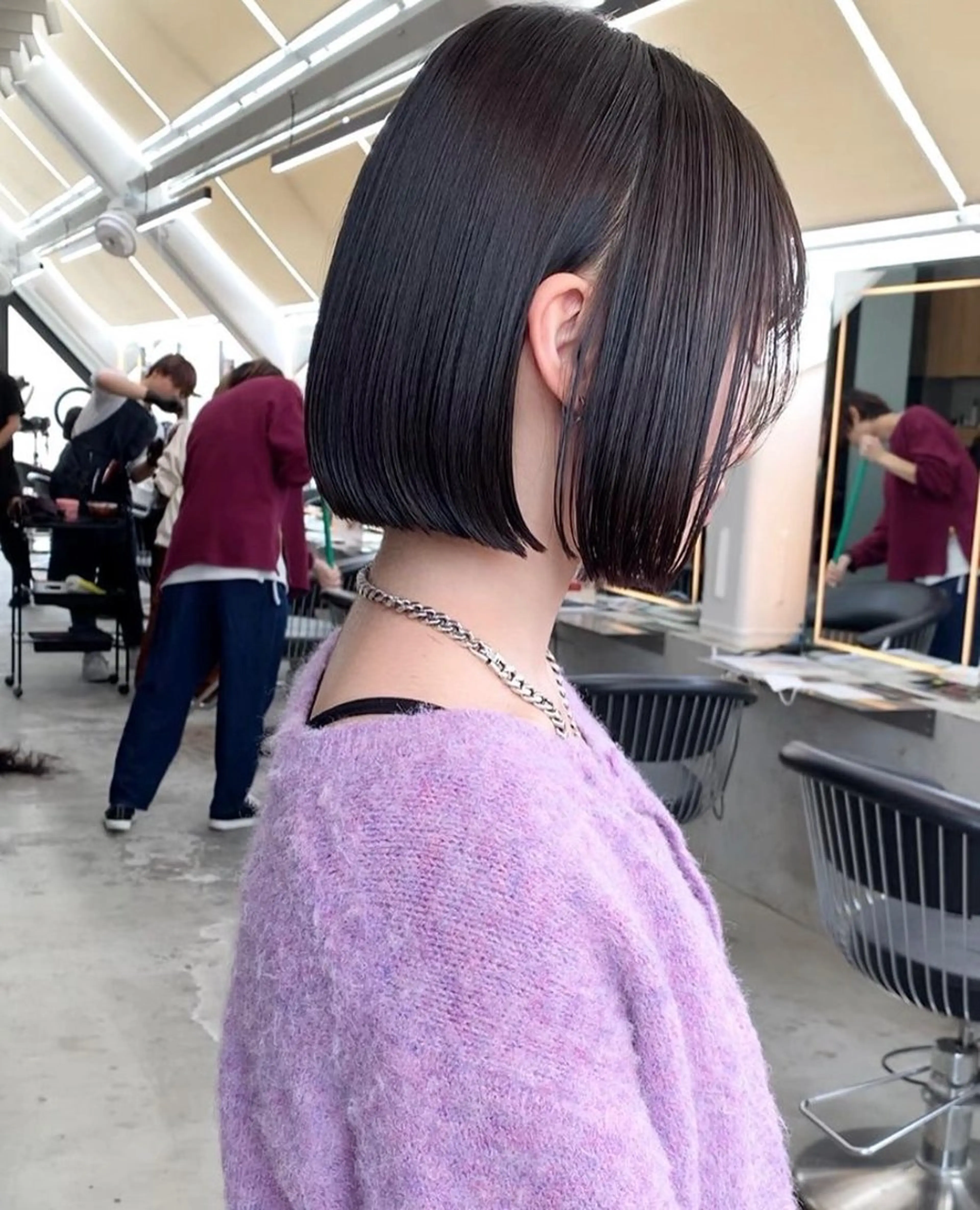 ミディアム カット ヘアカラー 縮毛矯正 トリートメント 💖ボブ/髪質改善 顔周りレイヤー/ユイのヘアスタイル