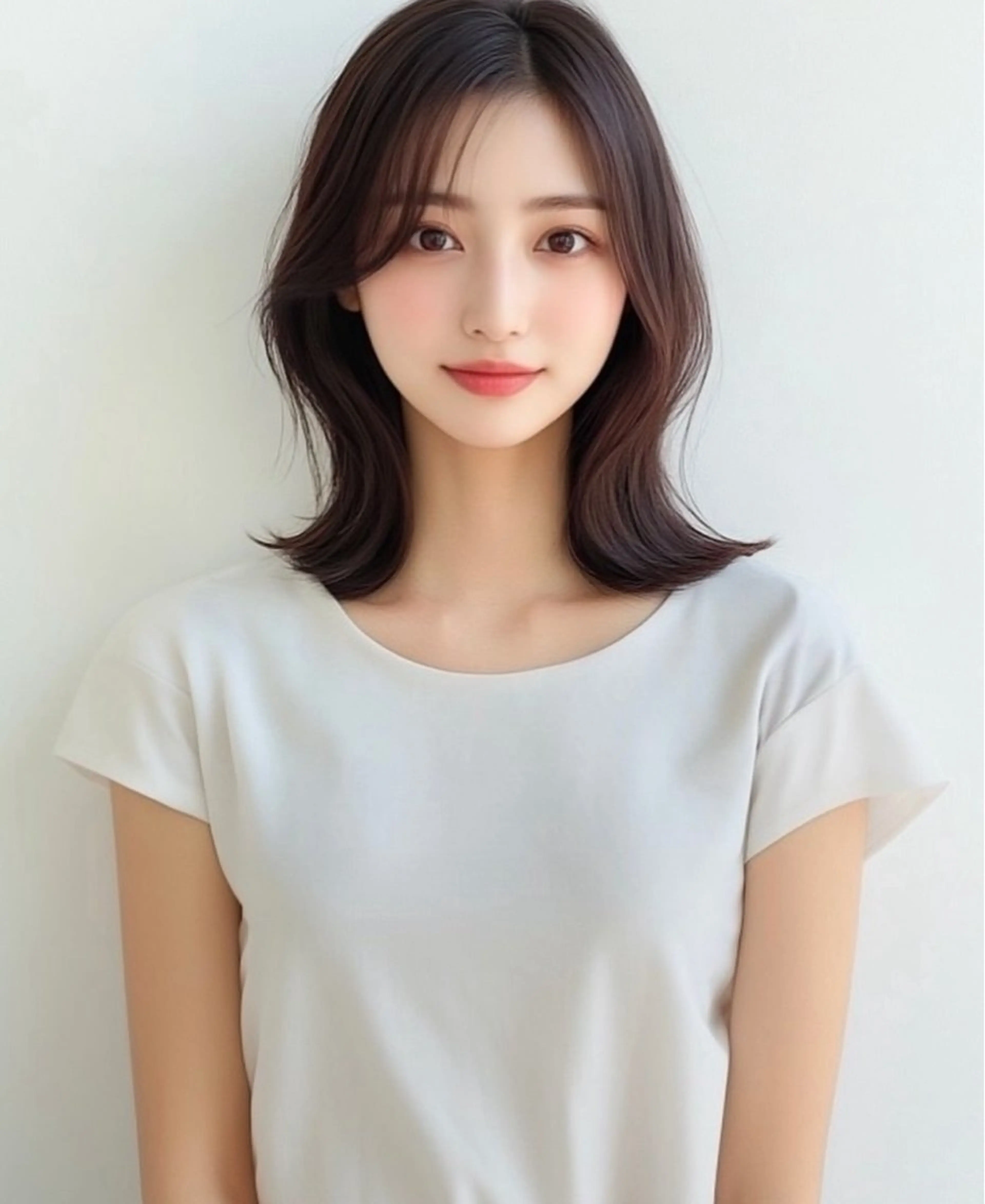 ミディアム ボブ 髪質改善 韓国風ヘア レイヤーカット 小顔カット ヘアカラー 韓国風/髪質改善/ ナガヤアキラのヘアスタイル