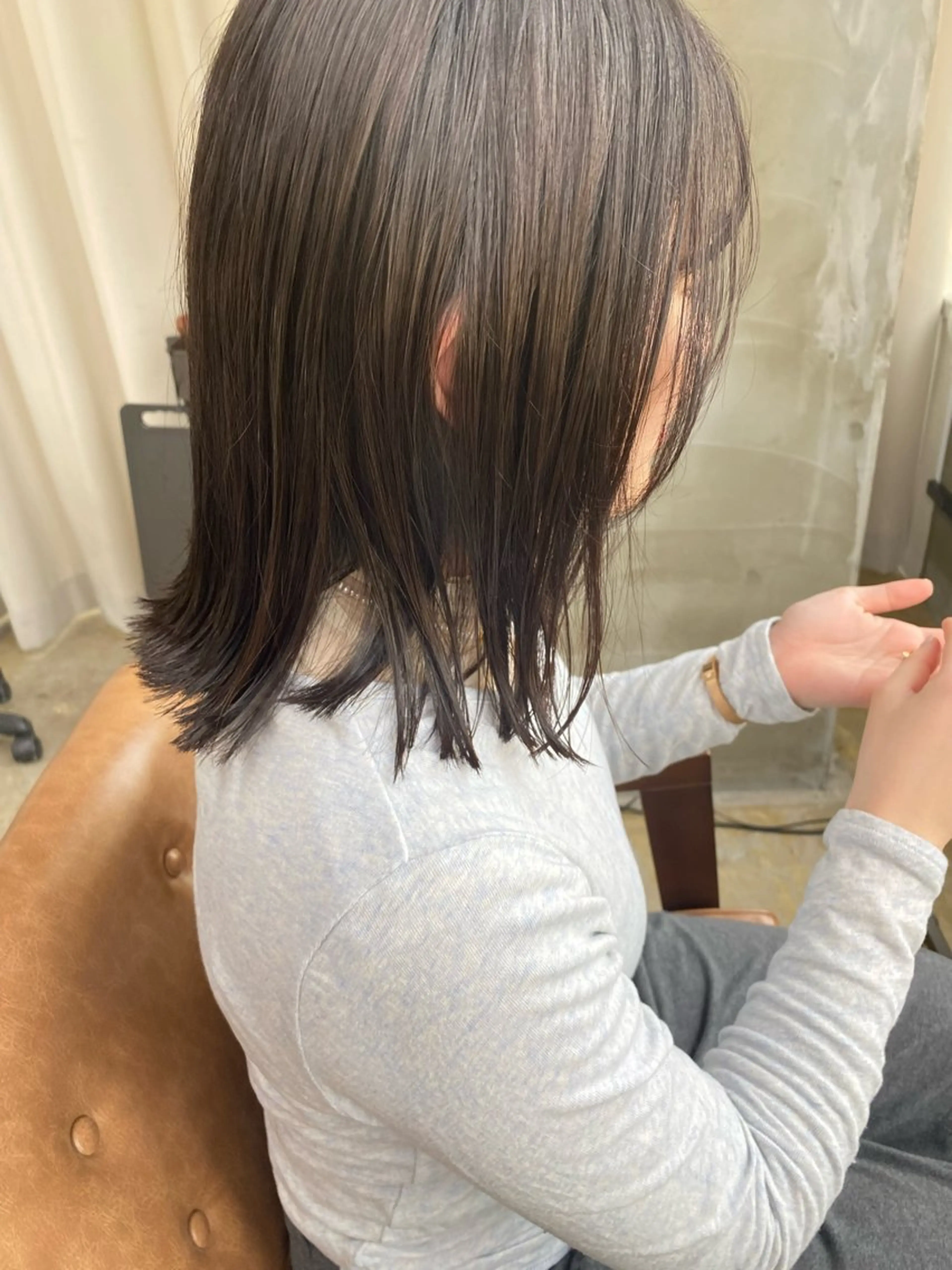 ミディアム カラー 透明感カラー シミズ アスカのヘアスタイル