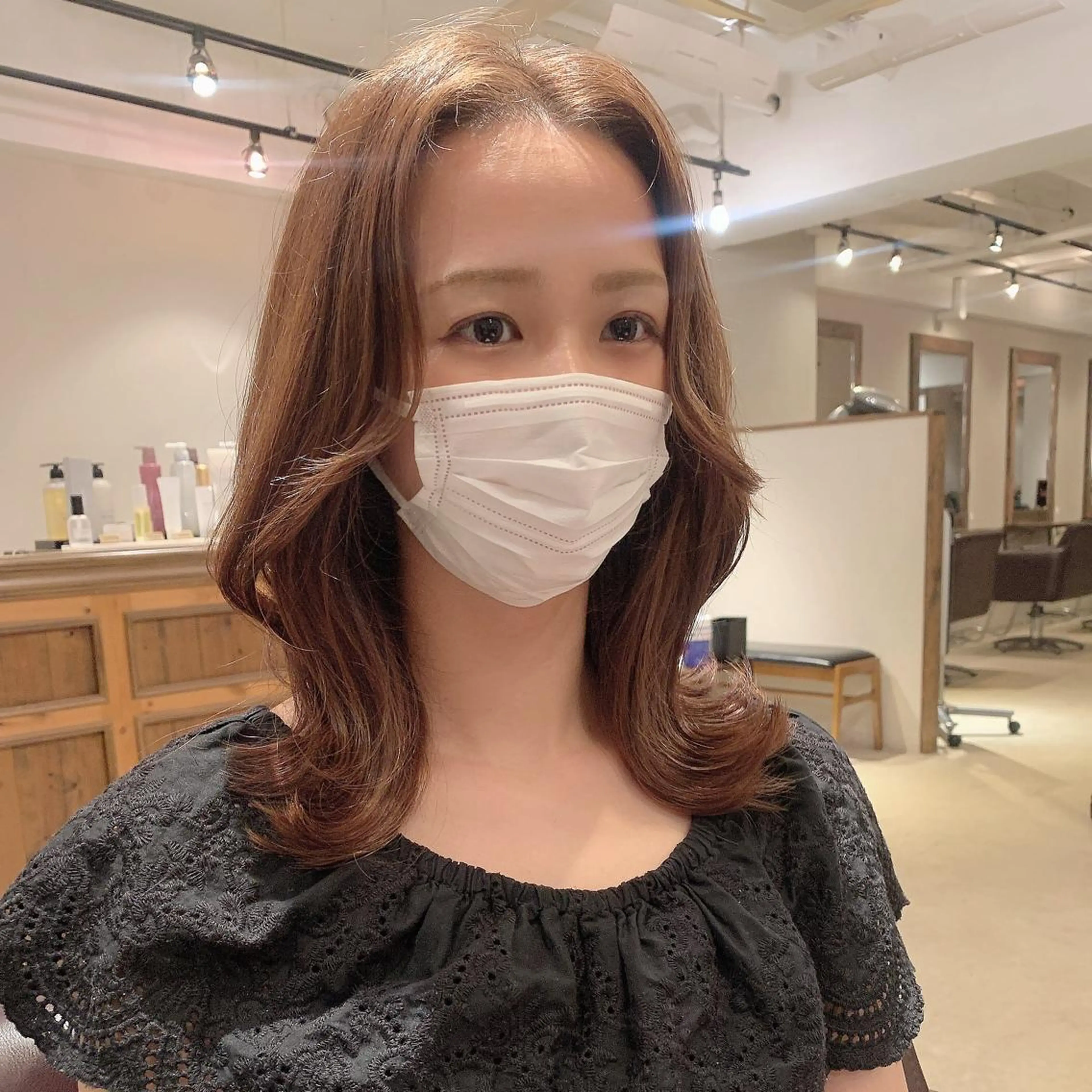 ミディアム カラー 透明感/オリーブ/ グレージュ/YUKAのヘアスタイル