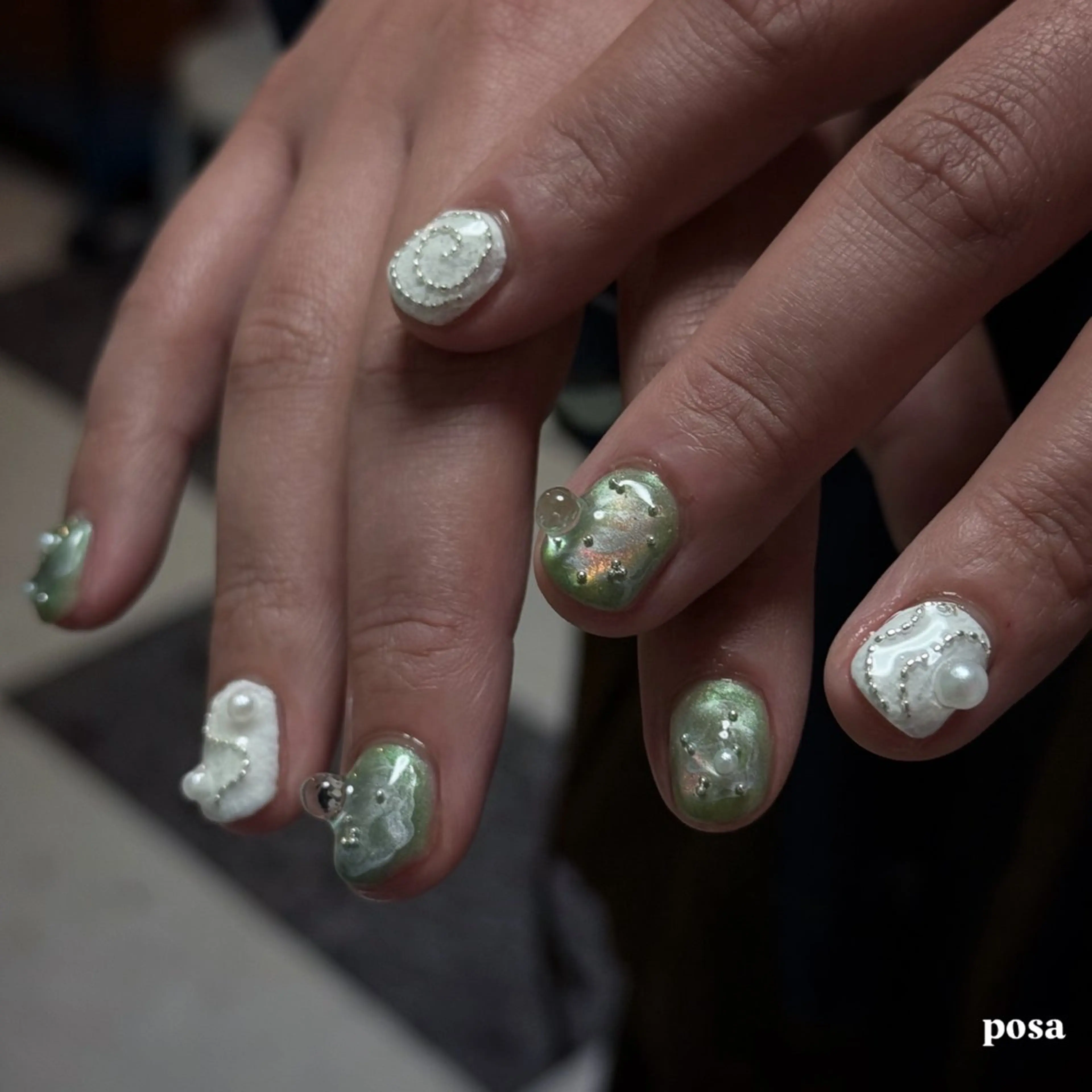 ネイル アートネイル シンプルネイル 春ネイル ハンドネイル posa nail モエミのネイルデザイン