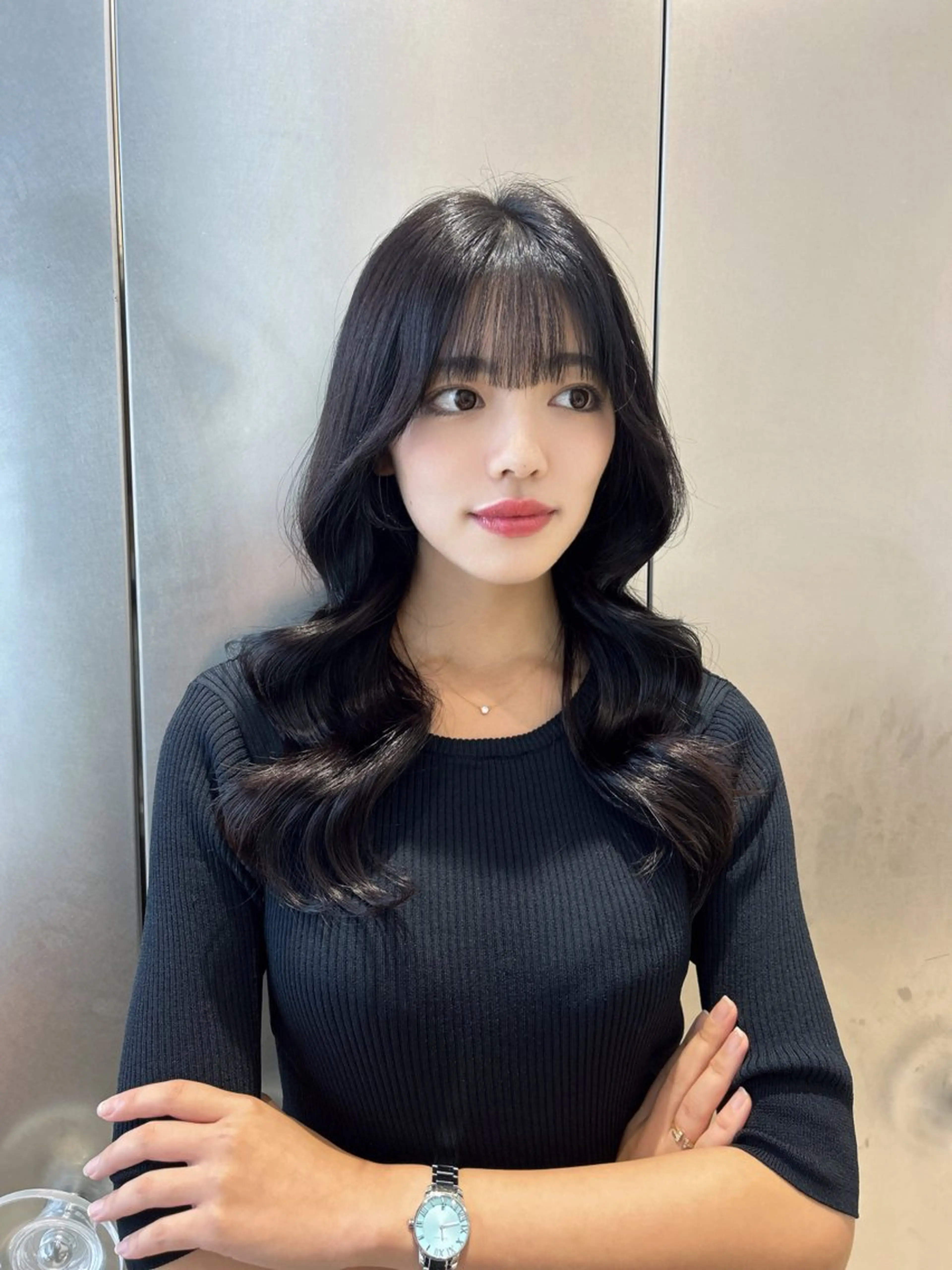 セミロング カラー ブラウンカラー ヨシンモリ レイヤーカット SALOWIN銀座一丁目suite店所属・🩷韓国ヘア/ヨシン モリ🩷Maikaのヘアスタイル