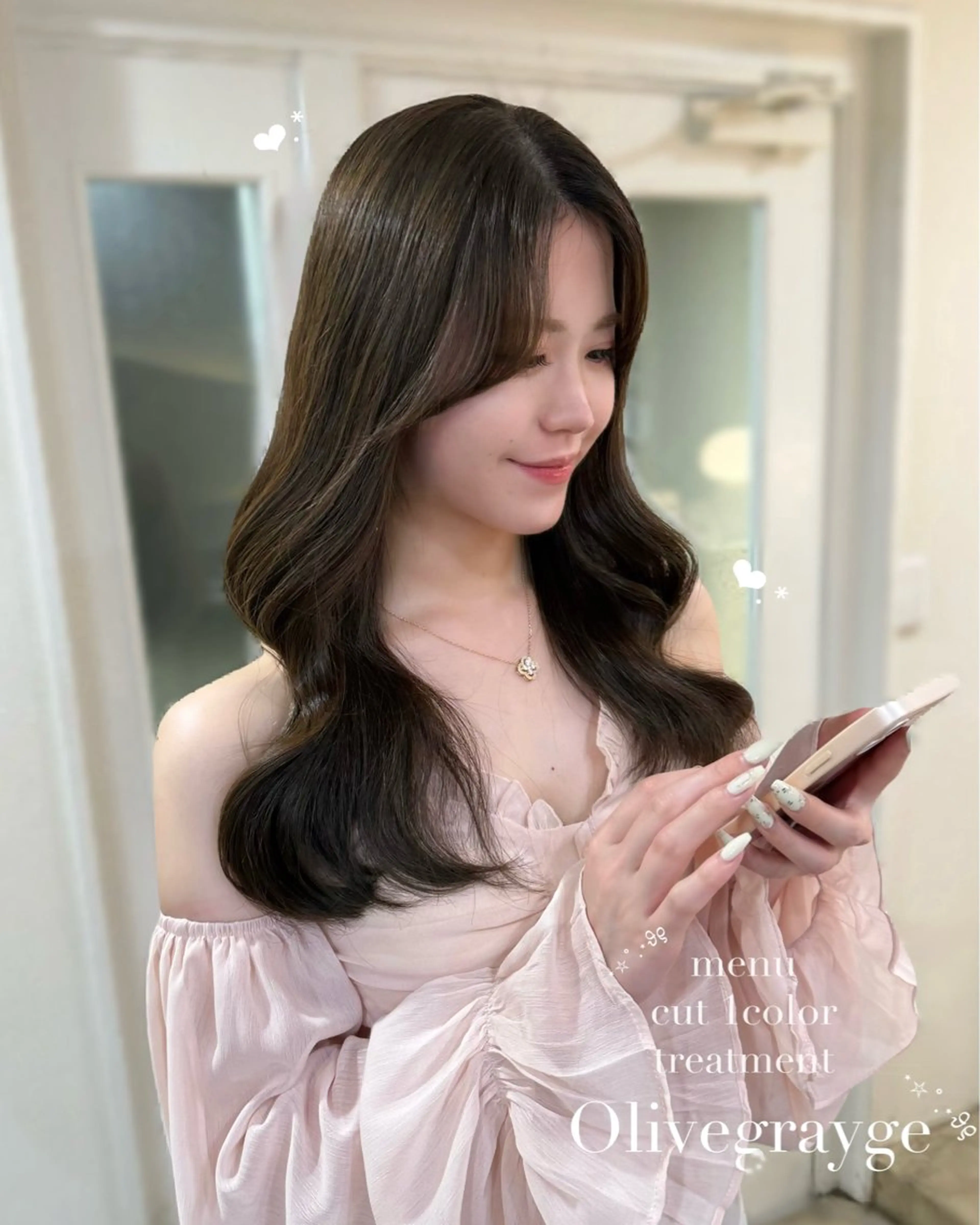 セミロング 顔周りカット トリートメント 🍑韓国girly Saaya🍑🪄のヘアスタイル