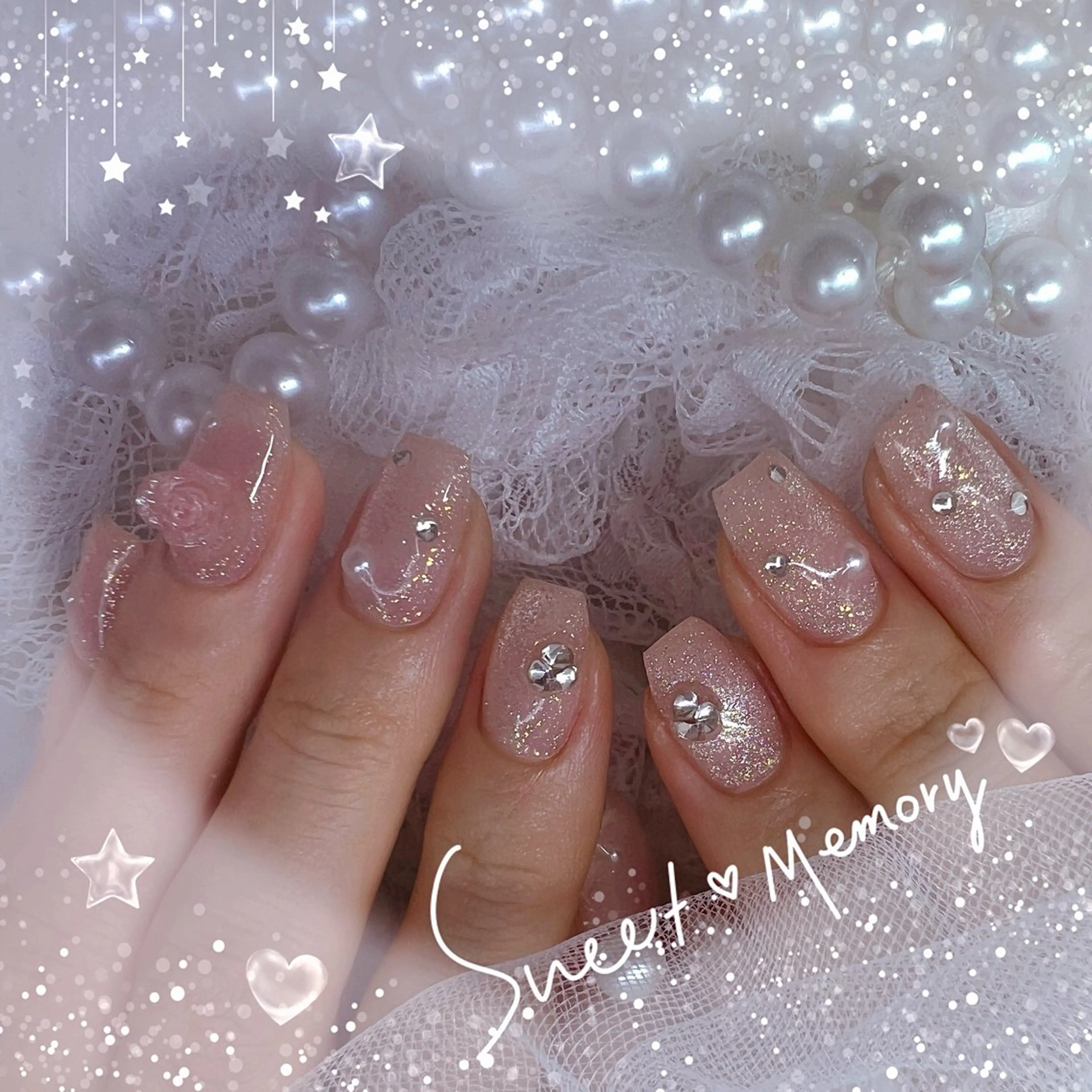 ネイル チークネイル フレンチネイル ガーリー ガラスフレンチ グラデーション ハンドネイル Chill Nailsalonのネイルデザイン