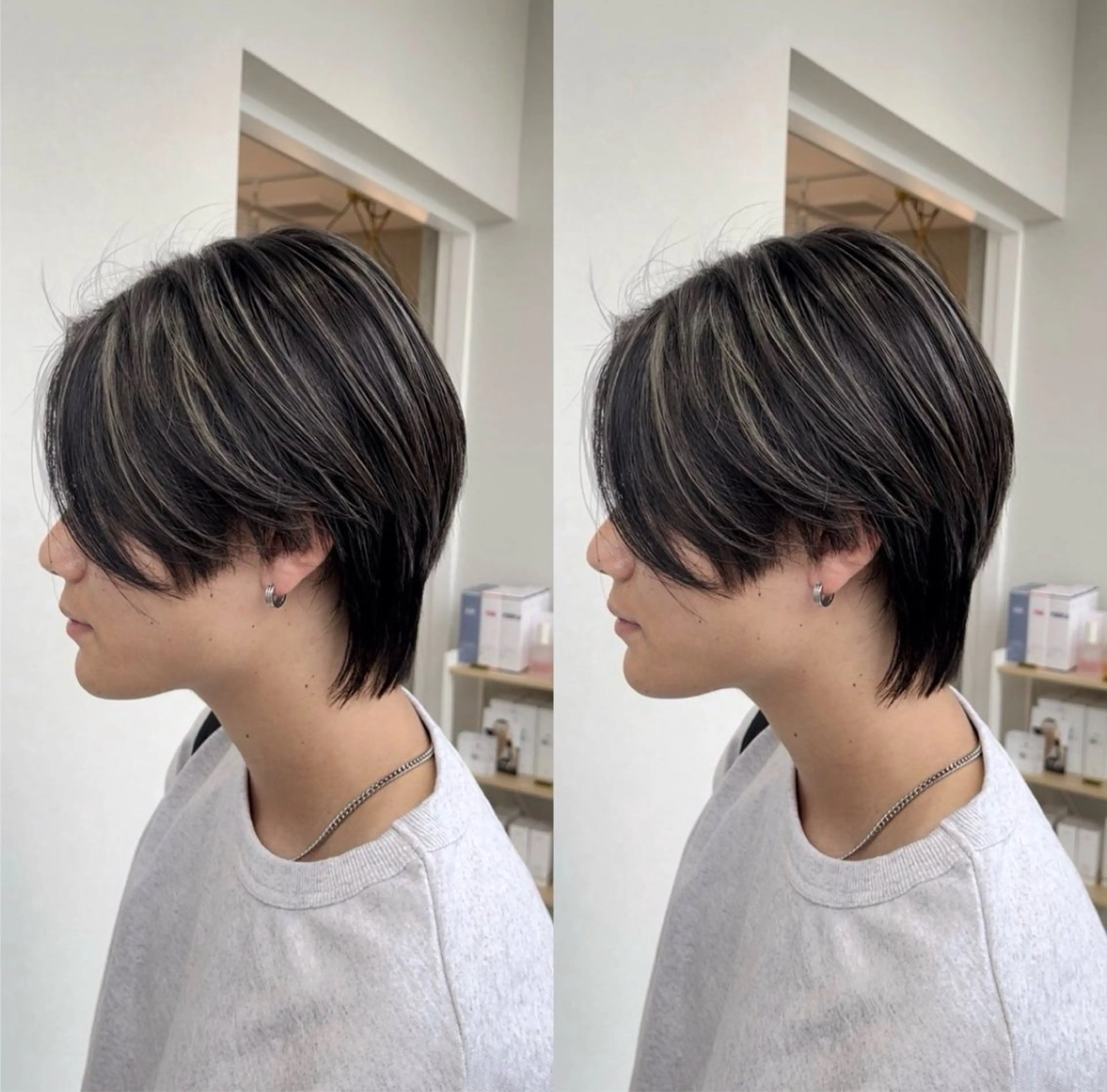 ショート ハイライト ヘアカラー 💕韓国レイヤー× 髪質改善　宮内諒のヘアスタイル