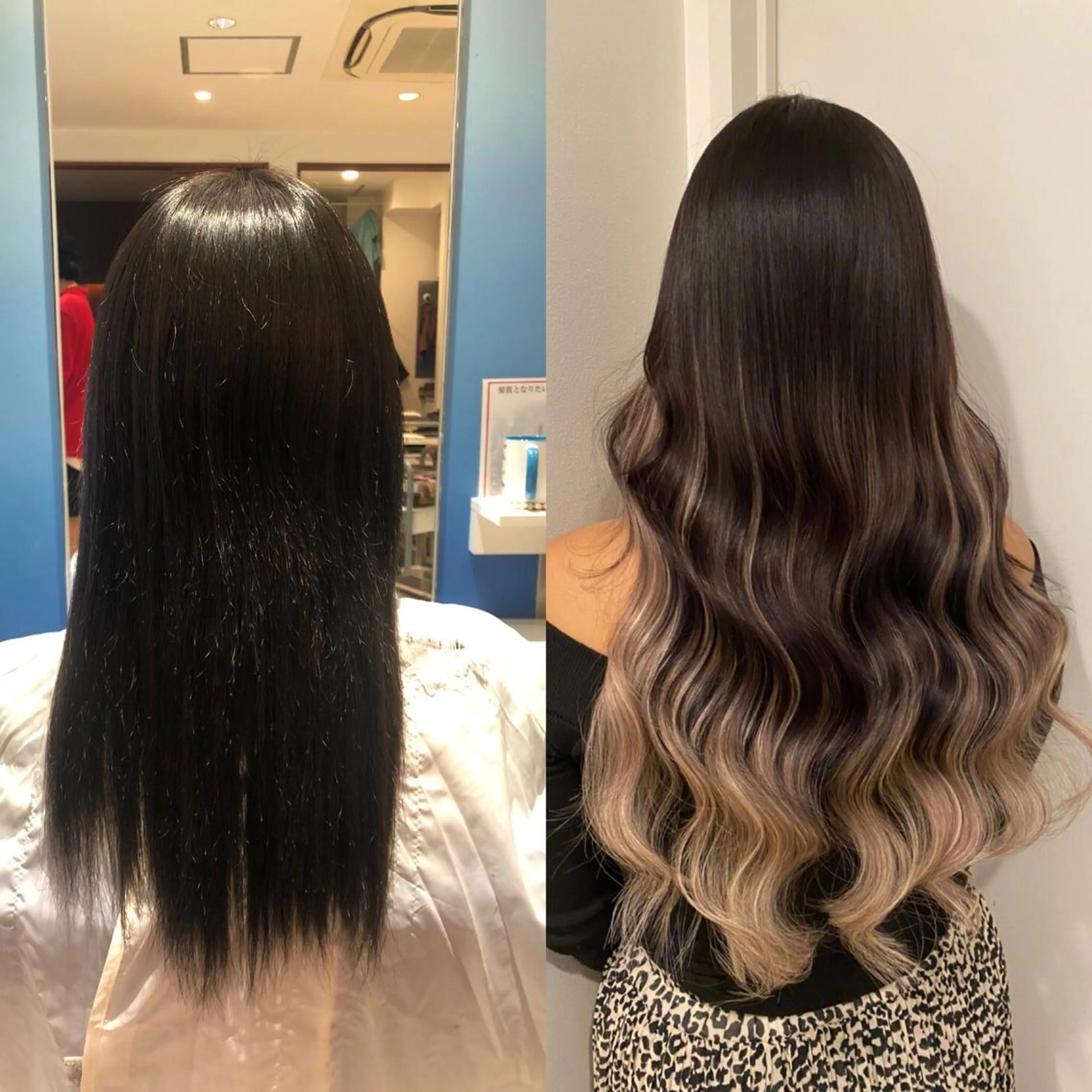 ロング カラー シールエクステ バレイヤージュ ミストバング ダブルカラー  フェイスフレーミング ヘアカラー エクステ 🧡艶髪ちゅるん髪 🫧🧡YUKI❄️のヘアスタイル