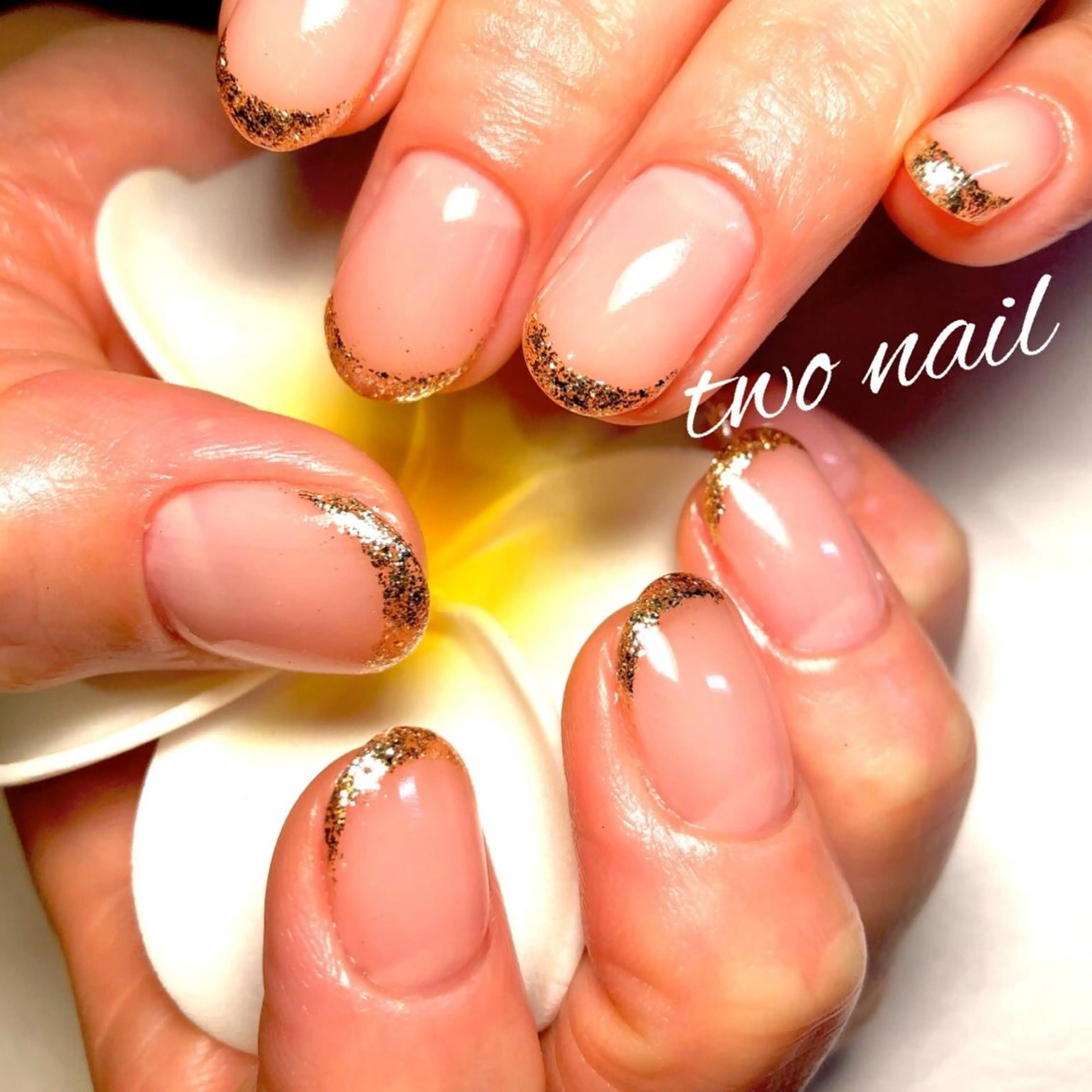 ネイル フレンチネイル ラメ(グリッター) two nailのネイルデザイン