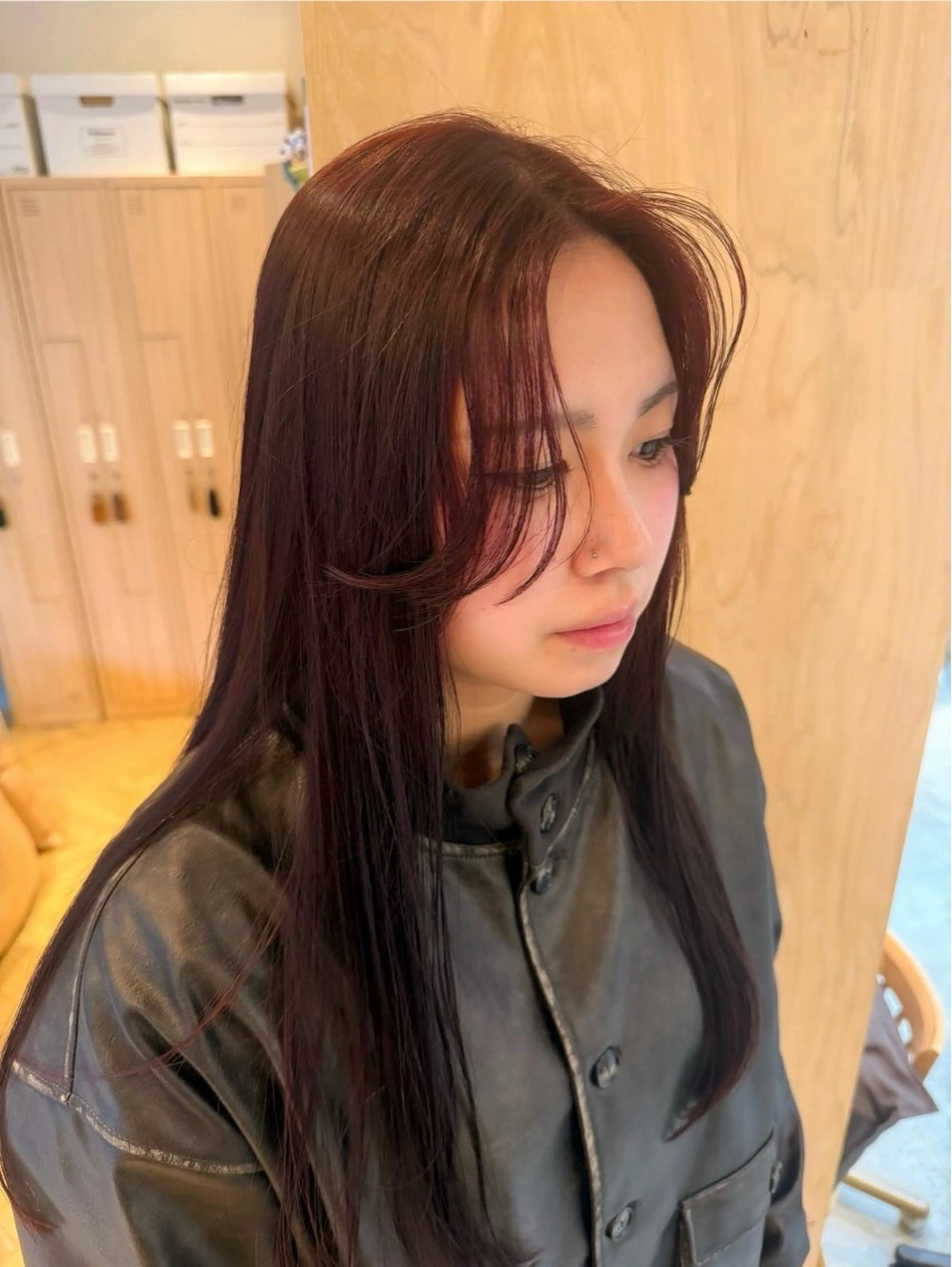 ミディアム カラー レッドカラー カット ヘアカラー トリートメント 🎀暖色カラー/艶 ヘア/Anzu🎀のヘアスタイル