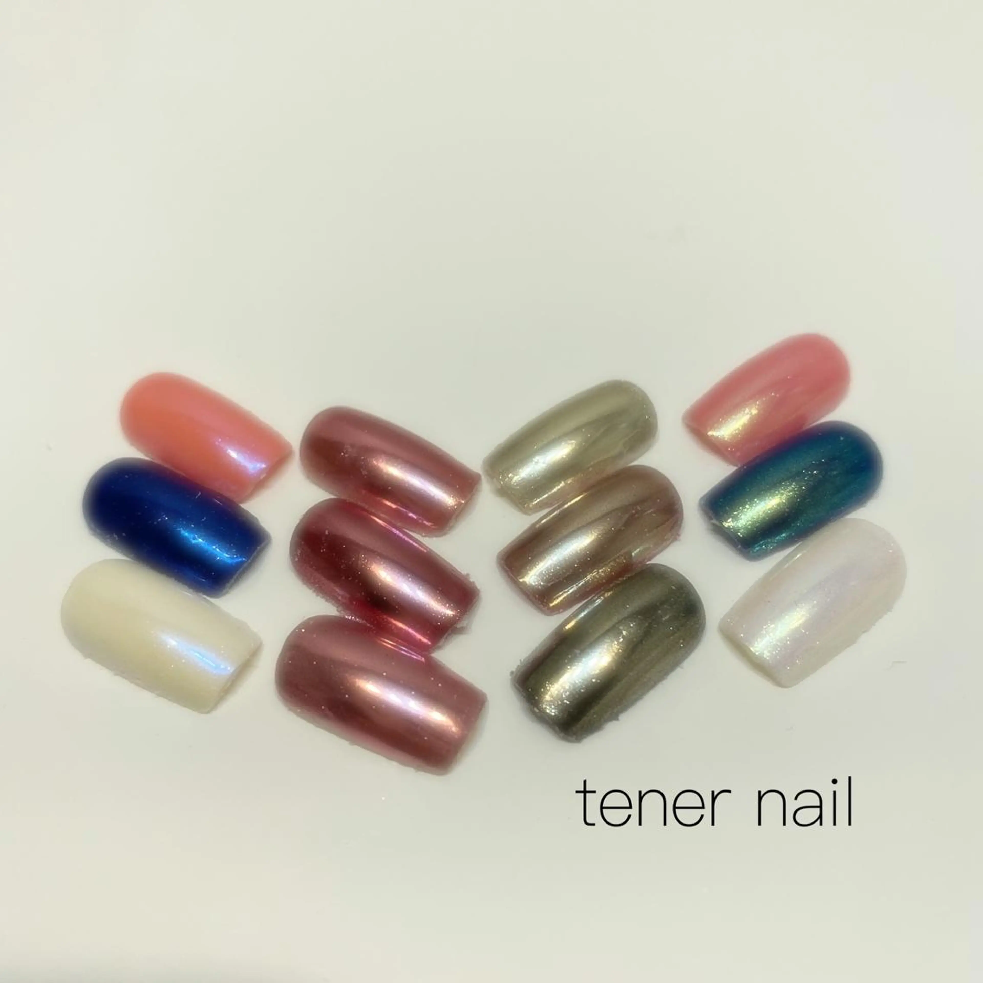 ネイル ブルー グリーン ミラーネイル ピンク シルバー テネルネイル tener nailのネイルデザイン