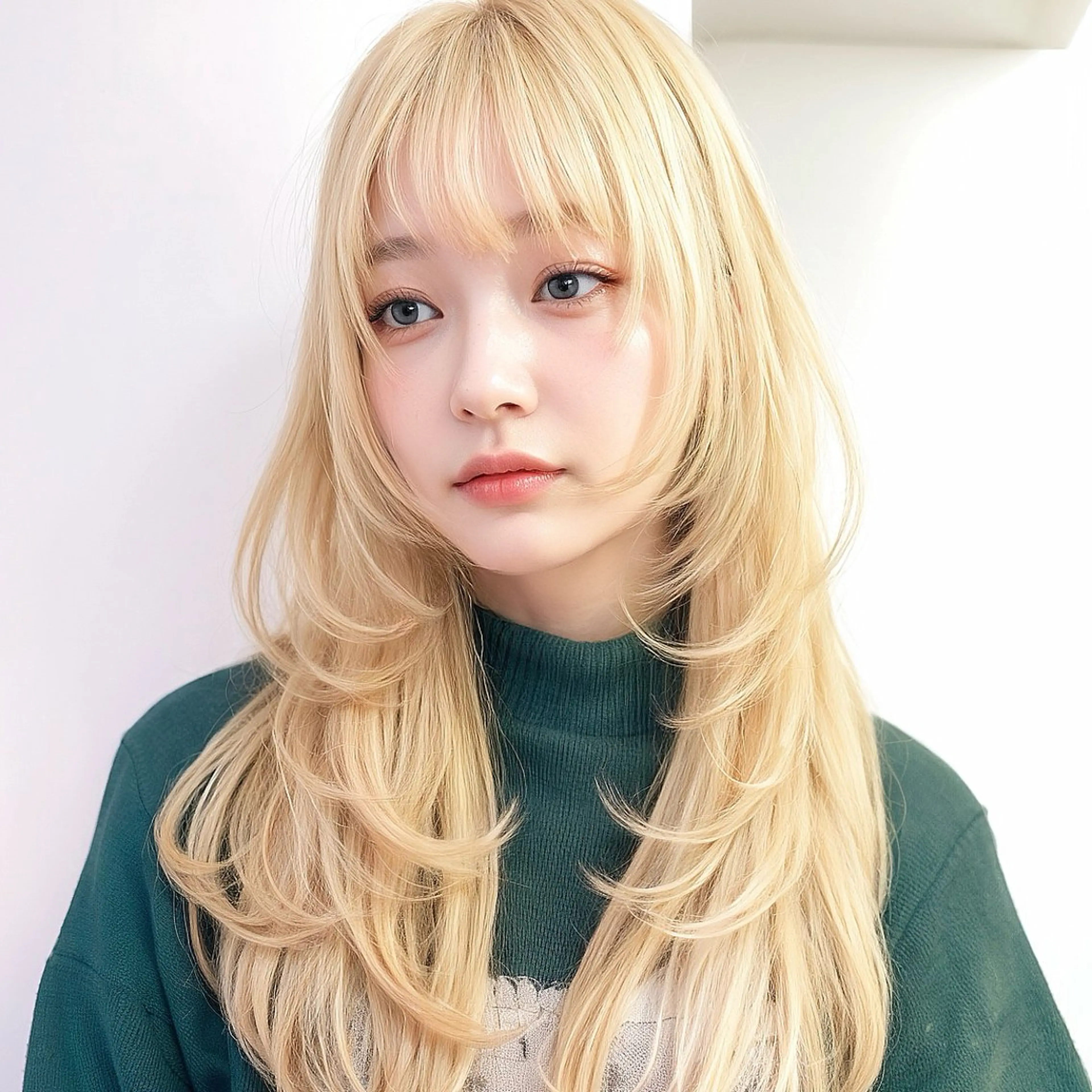 ロング カラー ブリーチ ハイトーンカラー レイヤーカット 似合わせカット 小顔カット カット ヘアカラー トリートメント レイヤー 髪質改善 ハッシュカット/新宿のヘアスタイル