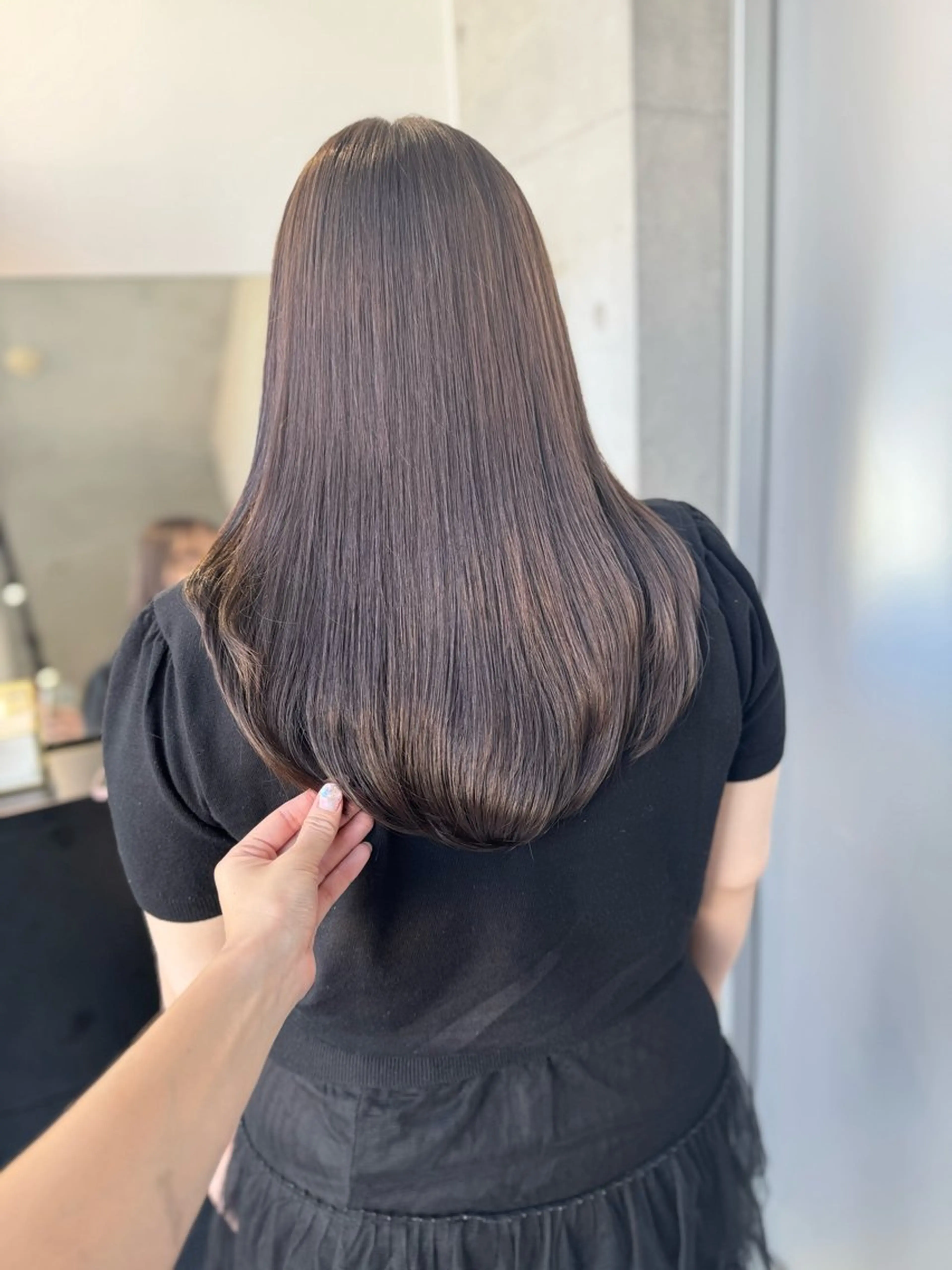 ミディアム カラー パーマ カット ヘアカラー トリートメント ヘアセット 透明感/オリーブ/ グレージュ/YUKAのヘアスタイル