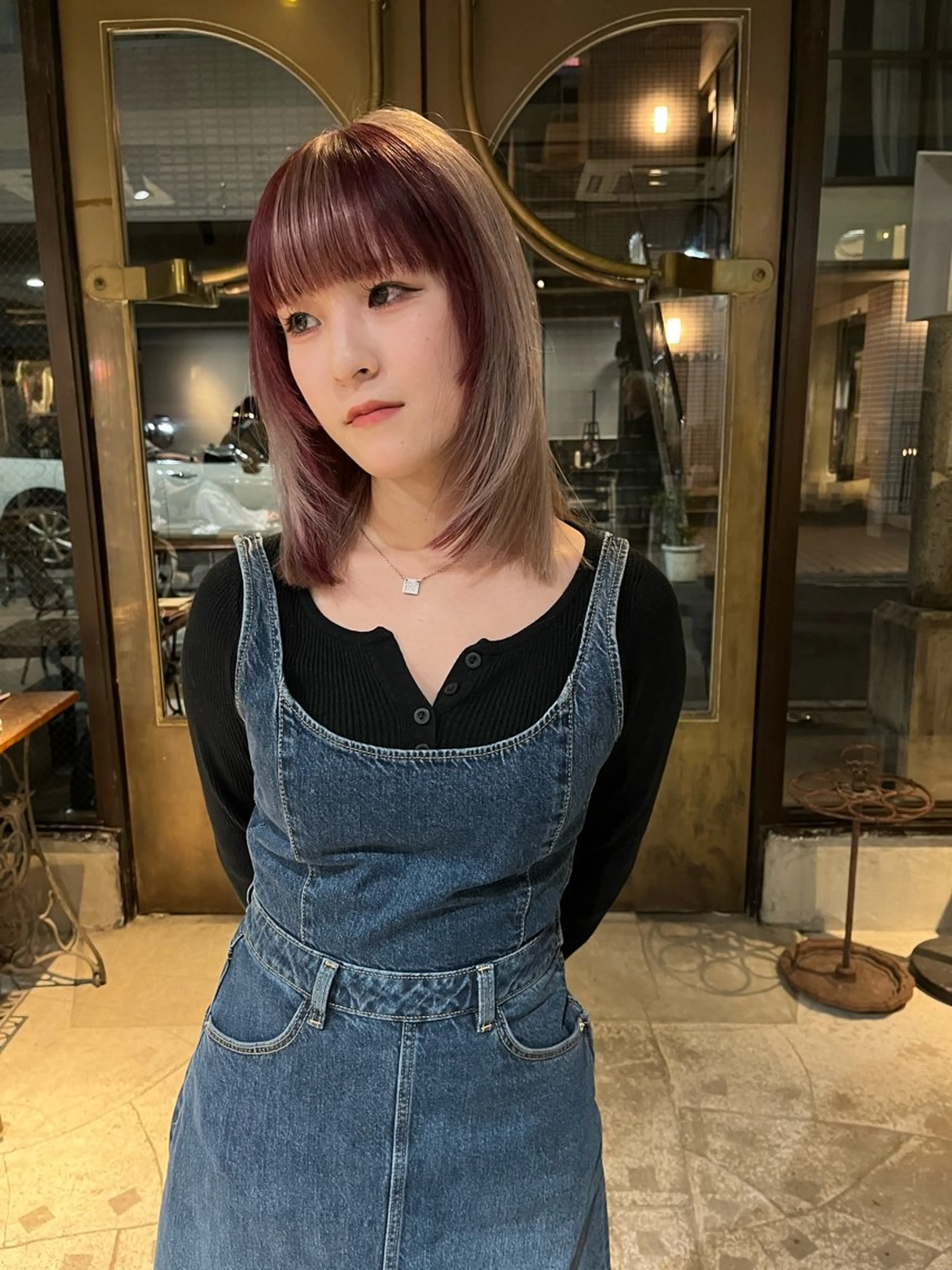 ミディアム カラー ヘアアレンジ ヘアカラー トリートメント ハイトーン/美髪矯正 🍃大江拓実のヘアスタイル