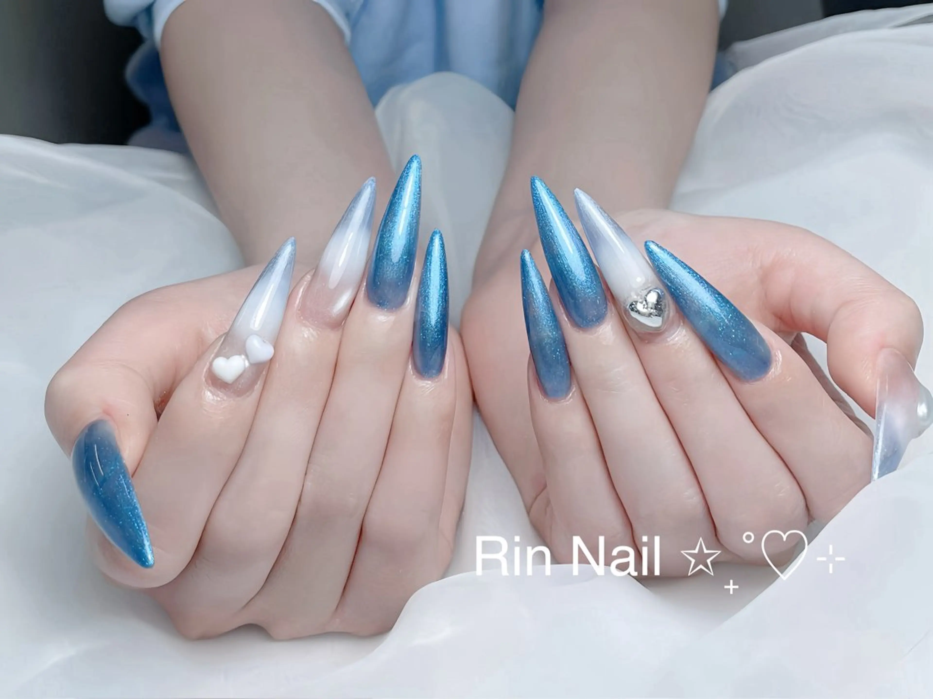 ネイル アートネイル 成人式 ロングネイル ニュアンスネイル スカルプネイル ハンドネイル Rin Nail 新大久保店のネイルデザイン