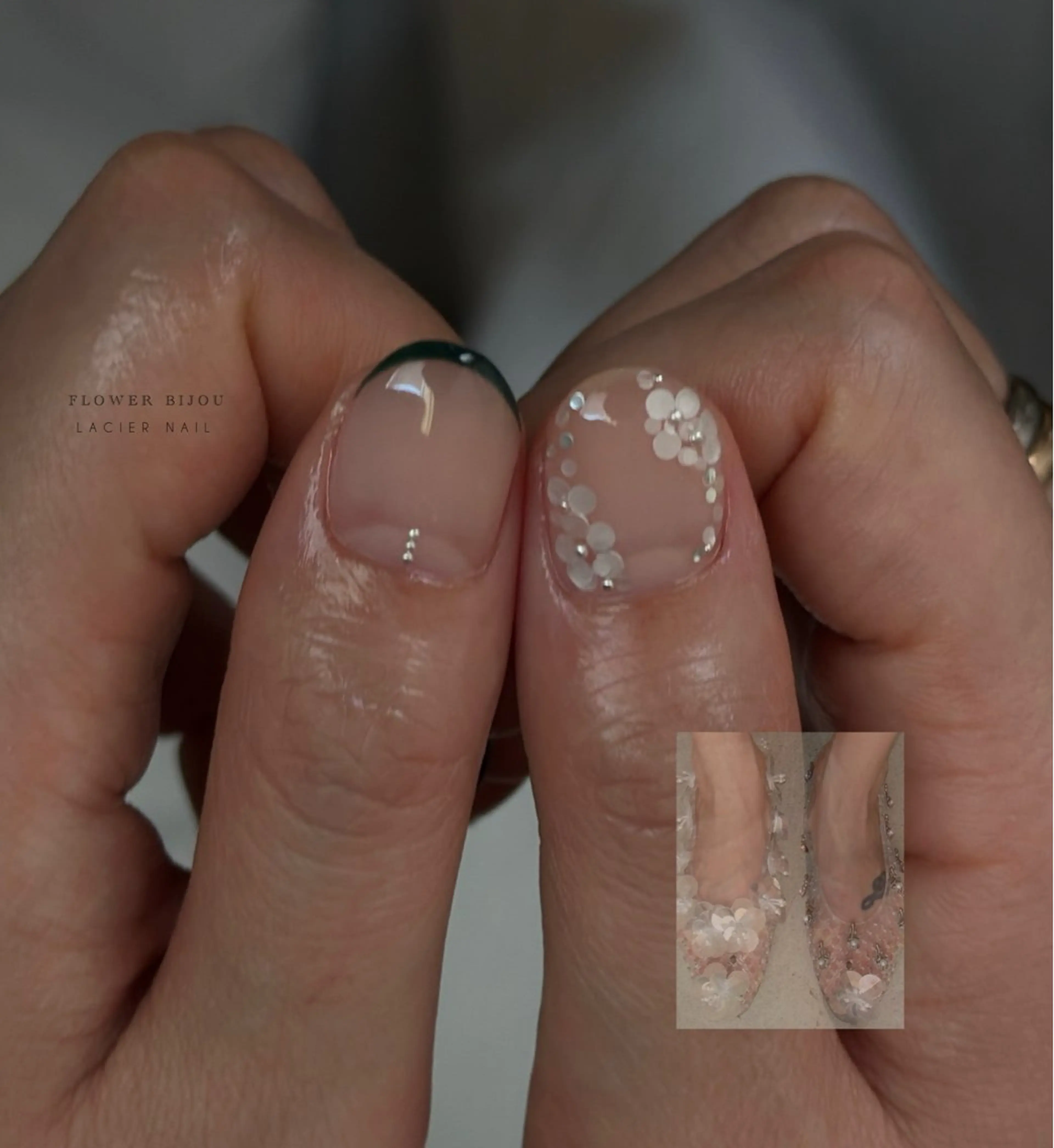 ネイル フラワーネイル ホログラムネイル ハンドネイル lacier nailのネイルデザイン