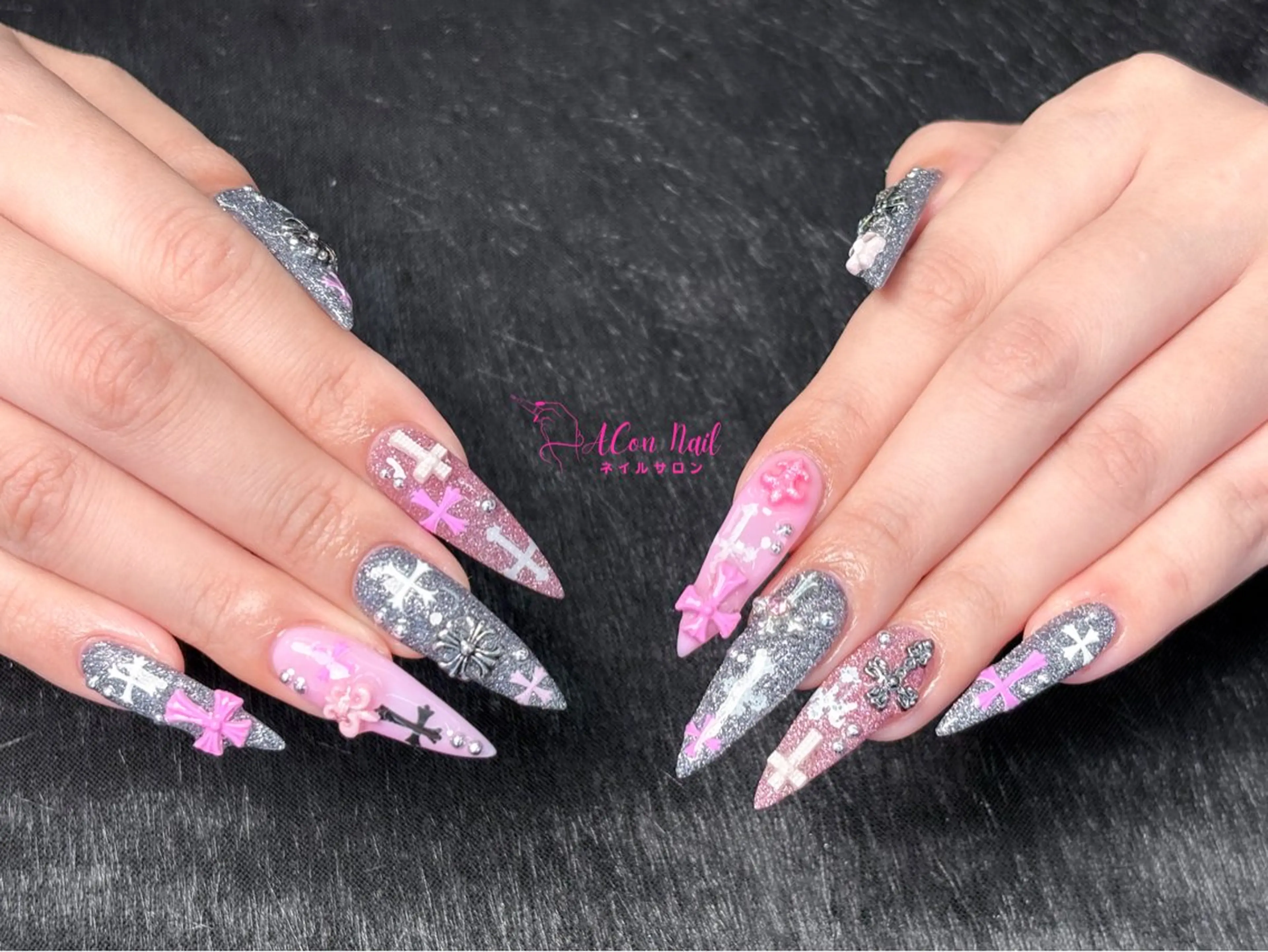 ネイル 桜ネイル 長さ出し フラワーネイル フレンチネイル ジェルネイル ハンドネイル ACon NailSalonのネイルデザイン