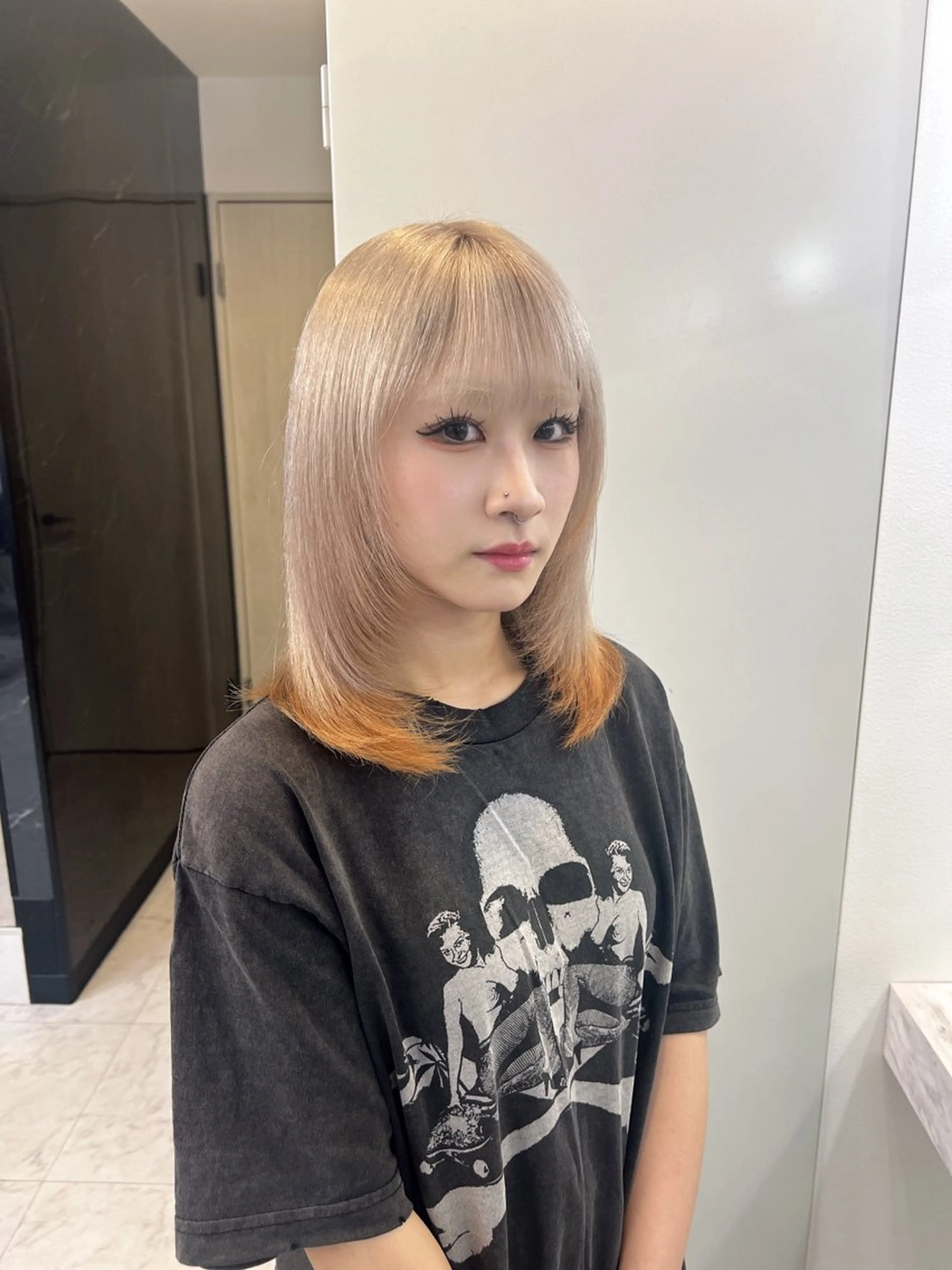 ショート カラー ベージュカラー オレンジ ホワイトベージュ カット ヘアカラー トリートメント ✨髪質改善✖︎顔周り レイヤー✨ナカムラのヘアスタイル