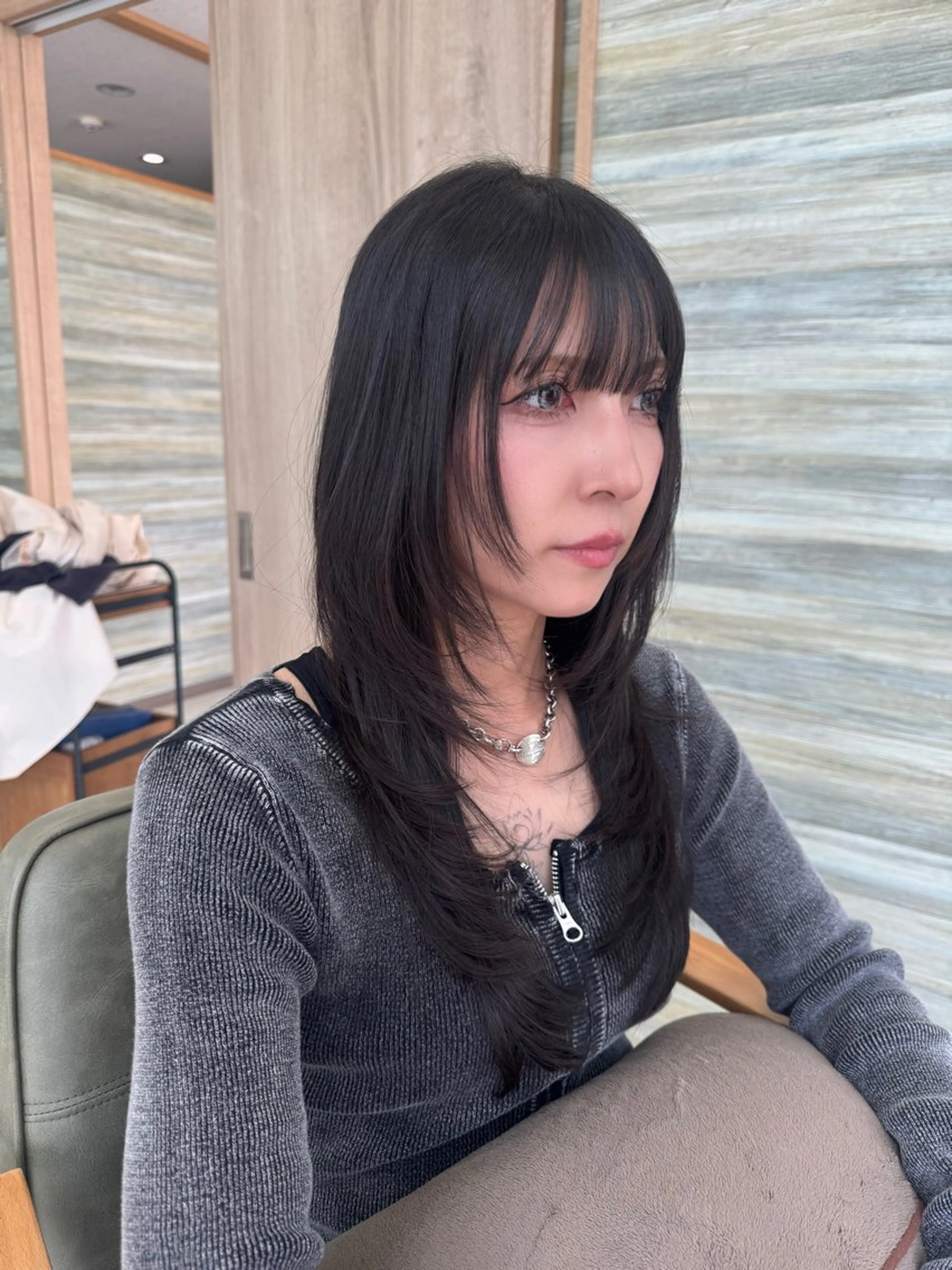 ロング ハッシュカット カット 韓国ヘア/レイヤー/ ツヤカラー/ Aiのヘアスタイル