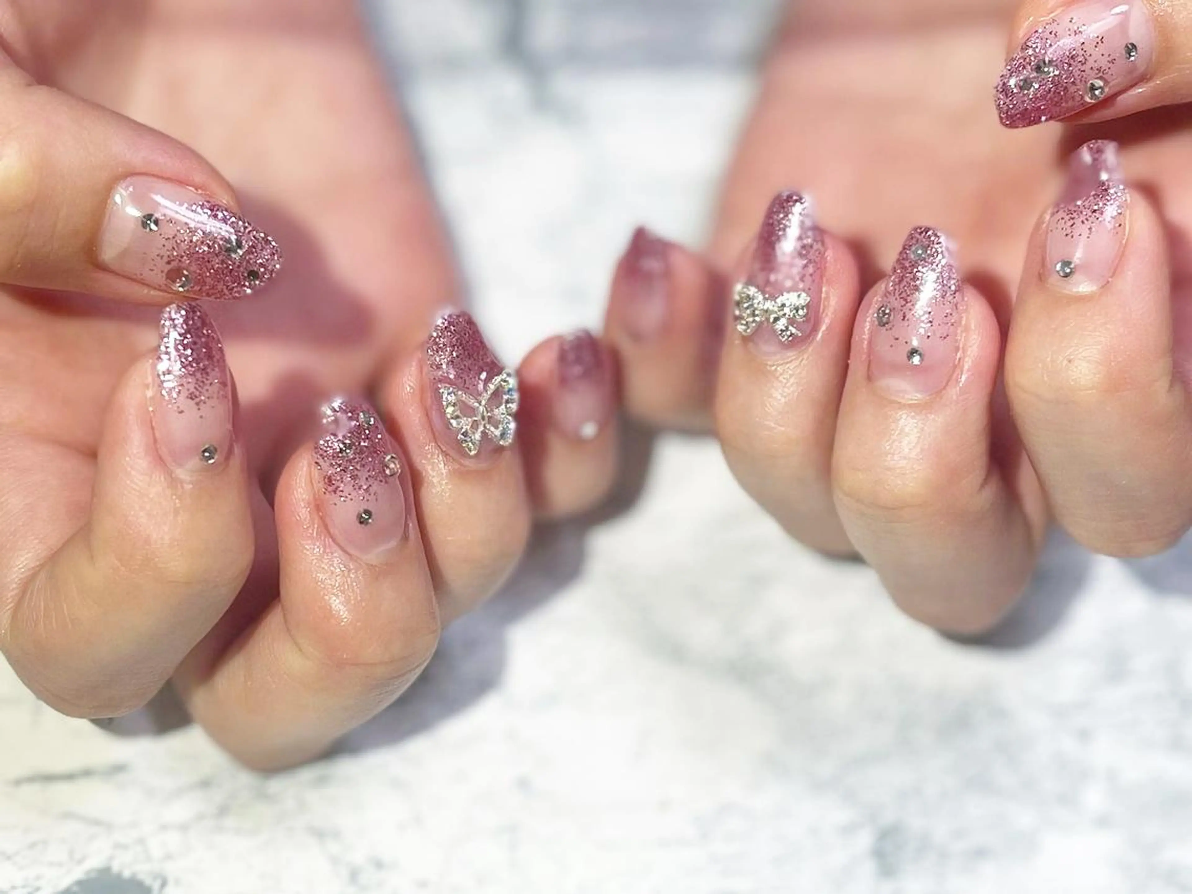 ネイル フットネイル ラメ(グリッター) ニュアンスネイル ピンク シンプルネイル ネイル フフラ所属・nail fufla ♡yamane♡のネイルデザイン