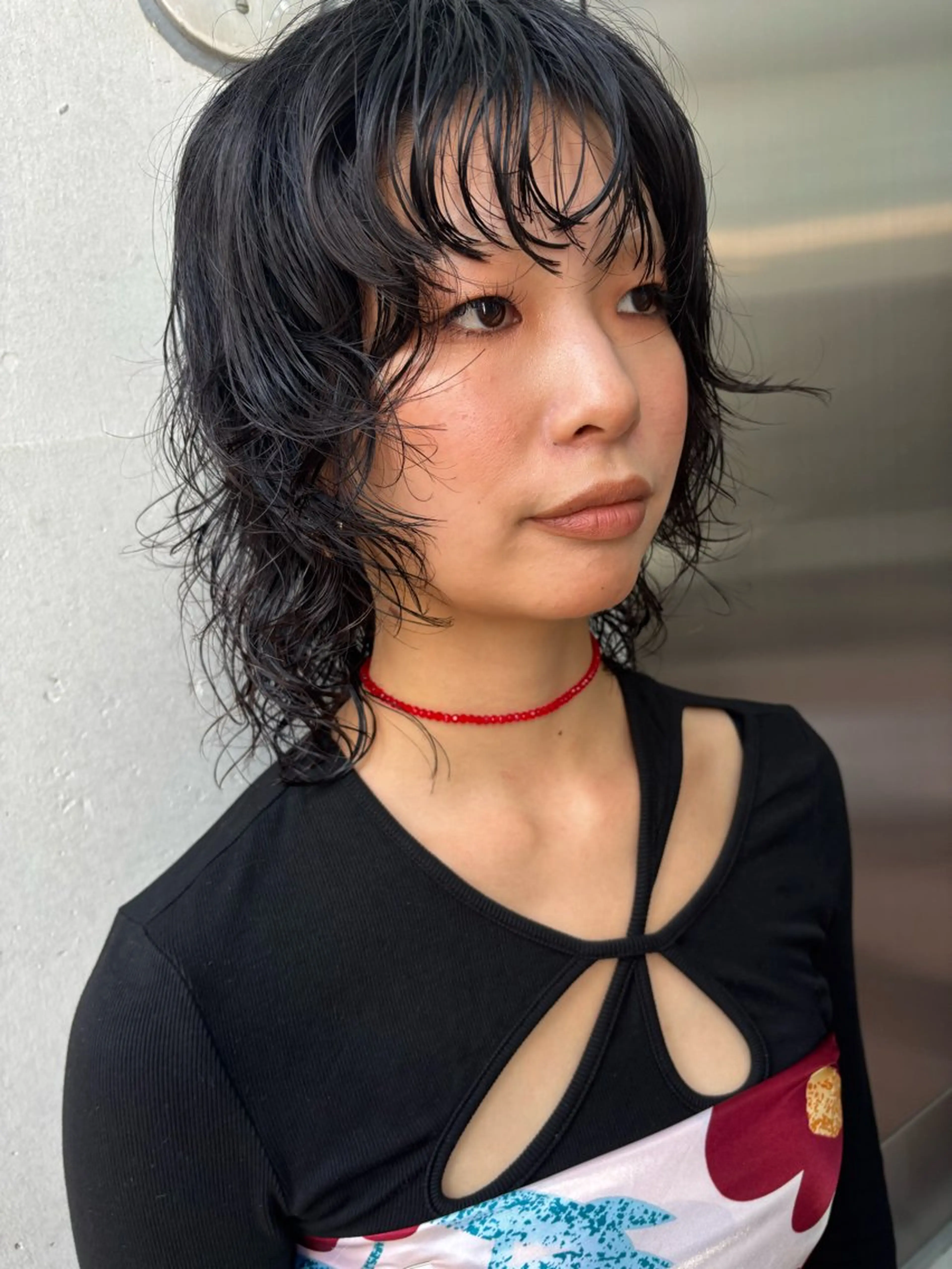 ミディアム パーマ カット パーマ しみず さくら🌸のヘアスタイル