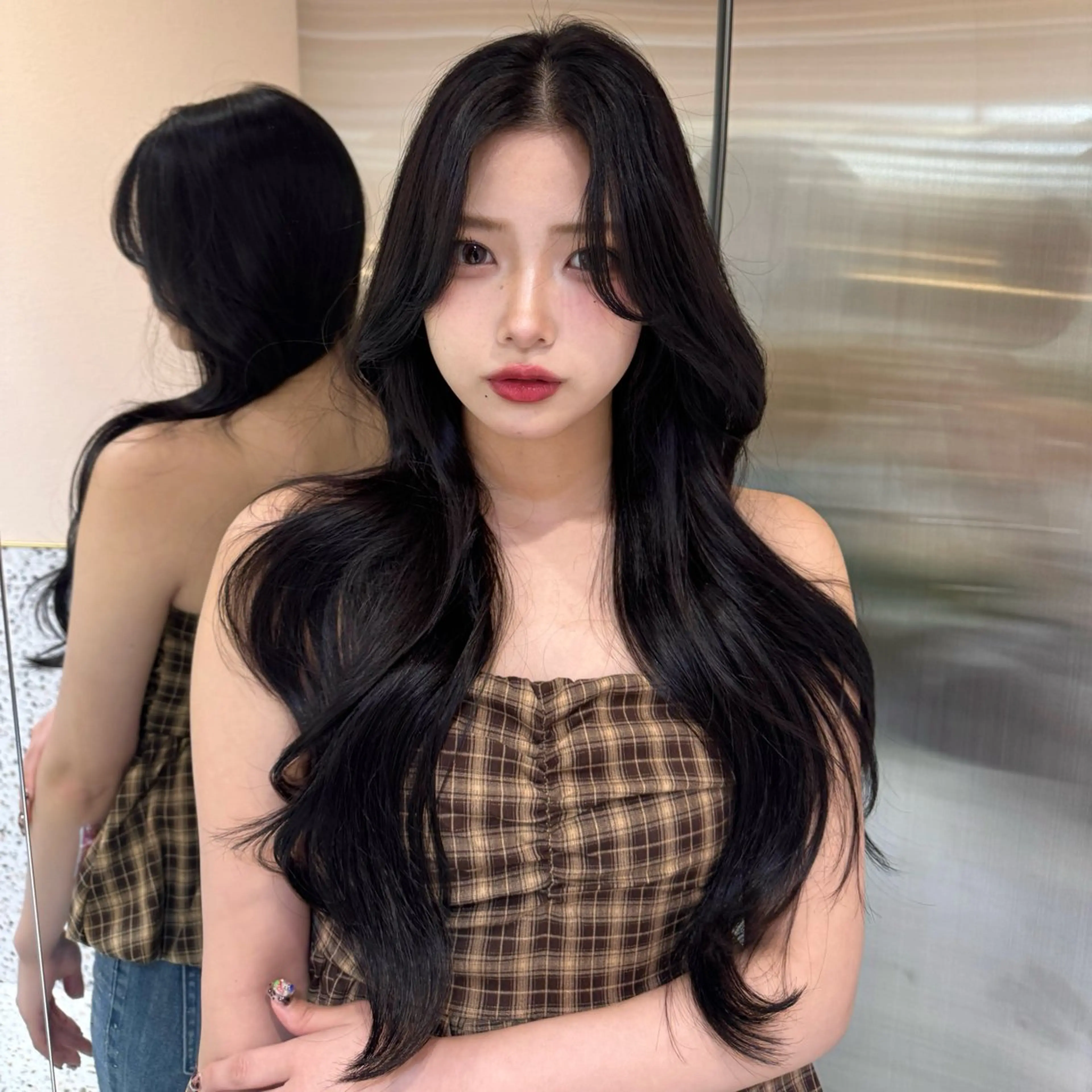 ロング くびれヘア カット ヘアカラー トリートメント 🎀しゅな/韓国 レイヤー/透明感♡のヘアスタイル