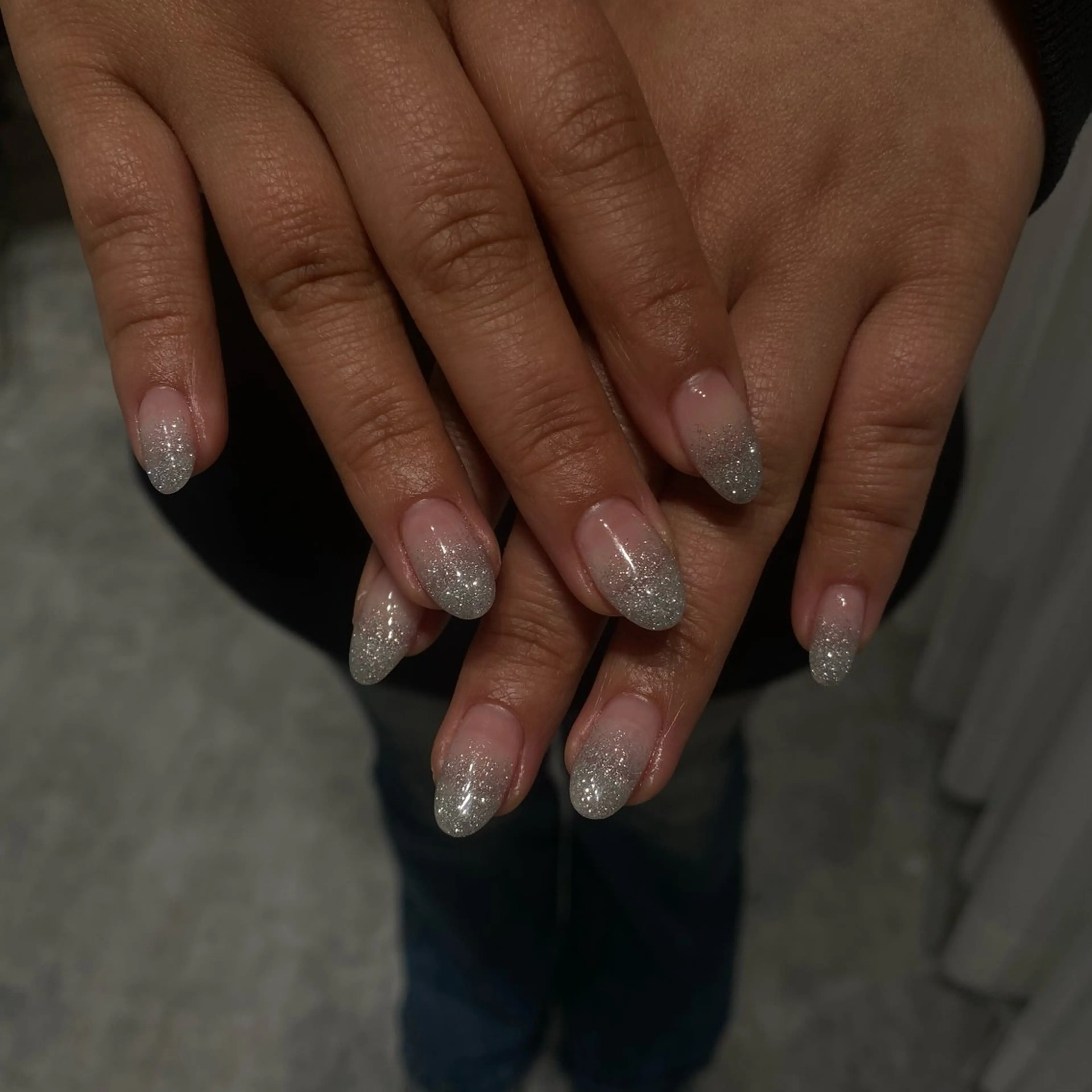 ネイル ラメ(グリッター) ラメグラデーション シルバー ハンドネイル sedum所属・kosai sedumのネイルデザイン