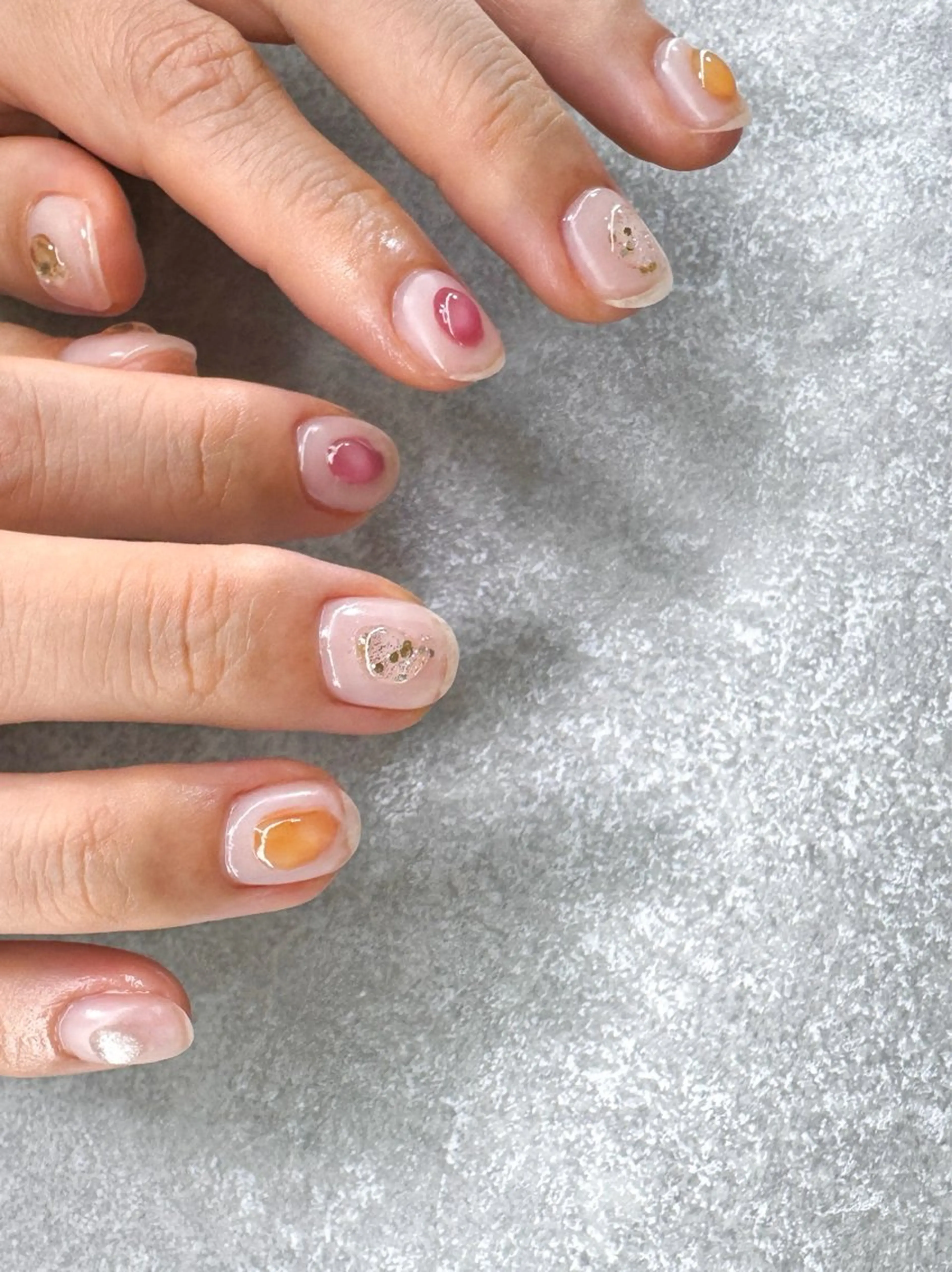 ネイル ブラウン クリアネイル ゴールド マグネットネイル マットネイル ハンドネイル pointillé .ayaのネイルデザイン