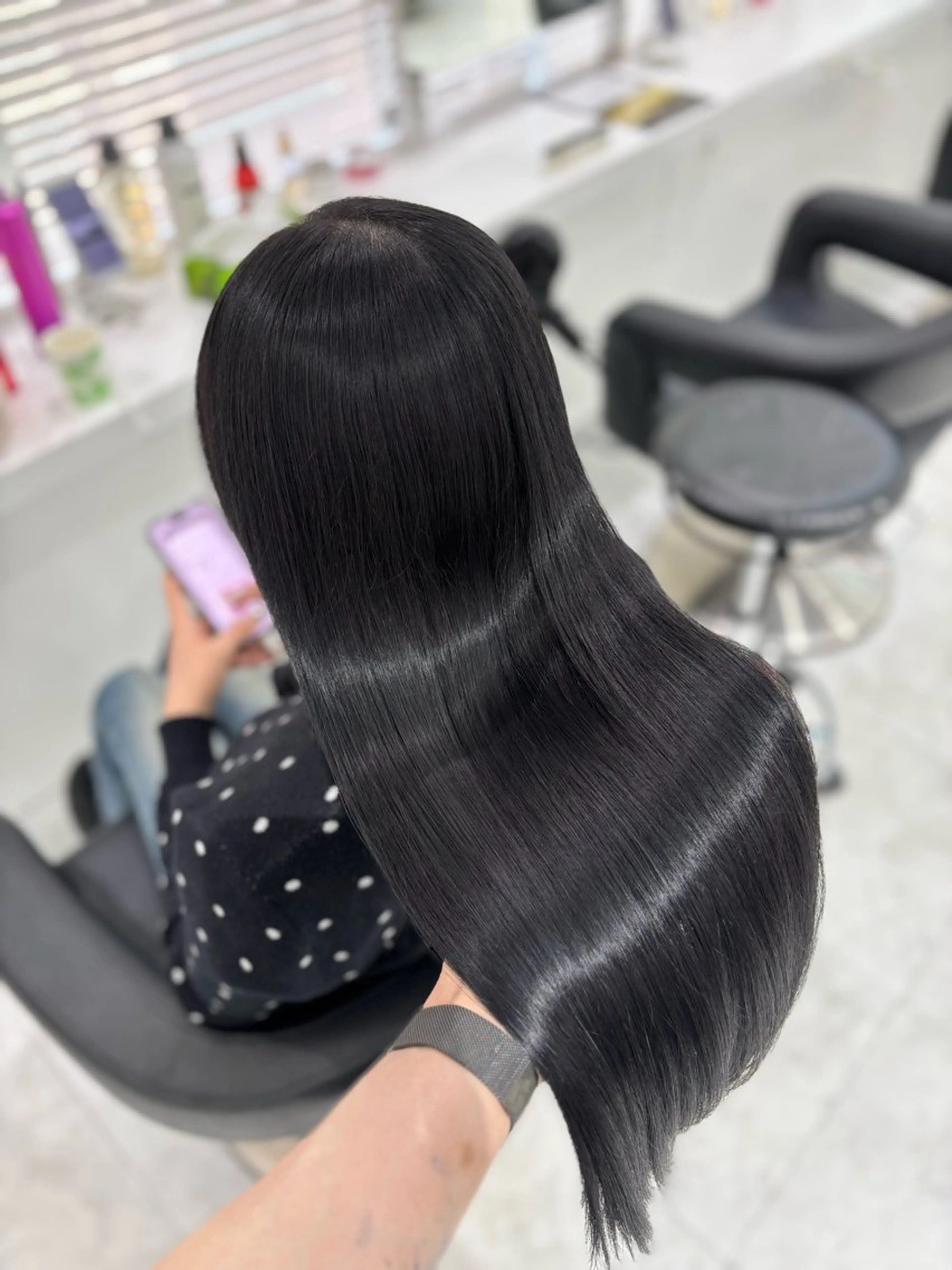 ロング カラー ヘアカラー トリートメント ヘッドスパ ヘアセット 流行りの透明感カラー ×縮毛矯正🤍ユウのヘアスタイル