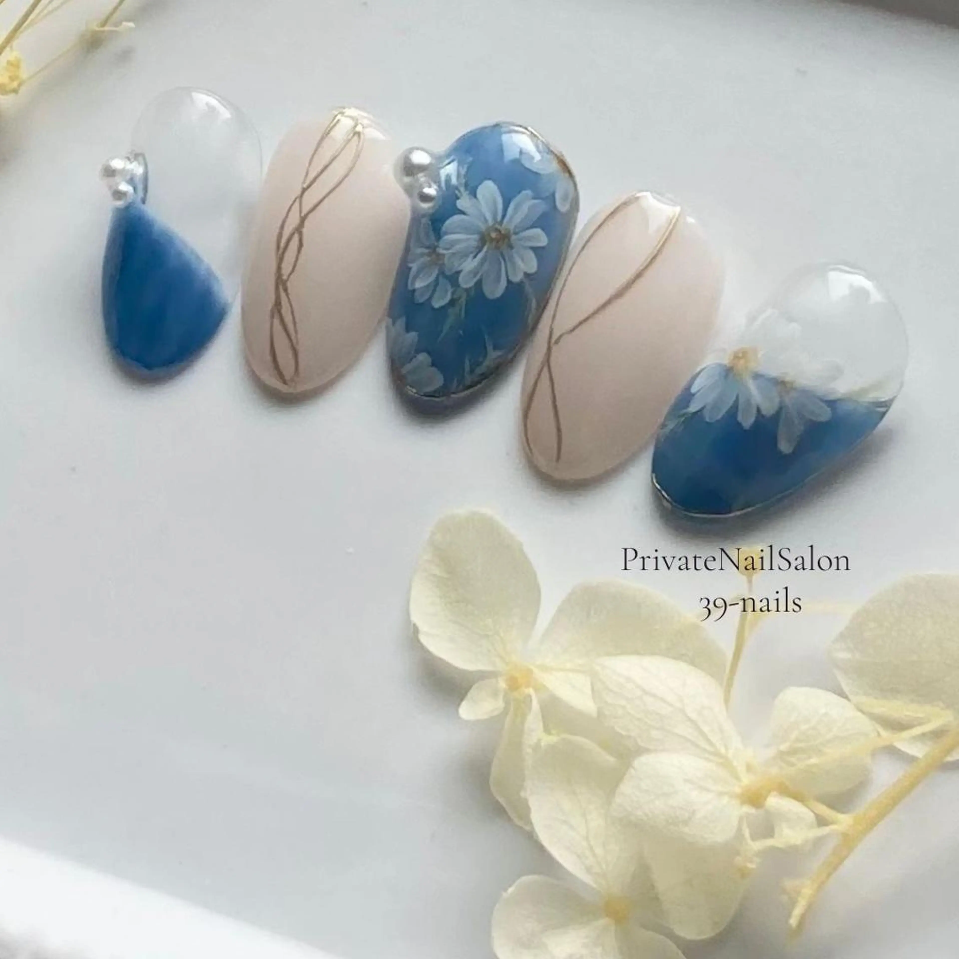 ネイル アートネイル フラワーネイル オフィスネイル 夏ネイル 39-nails EharaMikuのネイルデザイン
