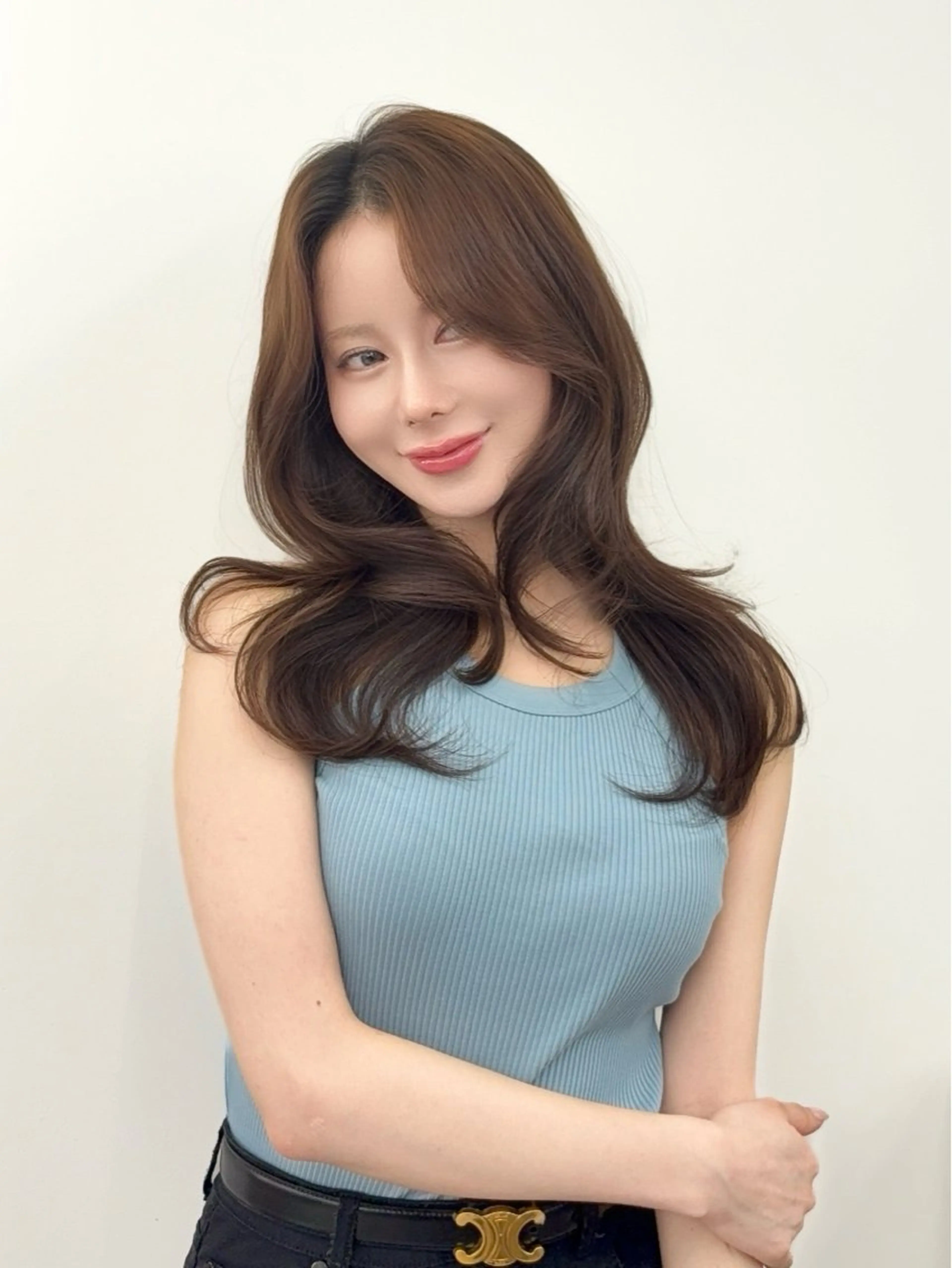 ロング カラー 小顔カット カット ヘアカラー トリートメント 韓国ヘア/レイヤー/ 顔まわり足立遥奈のヘアスタイル