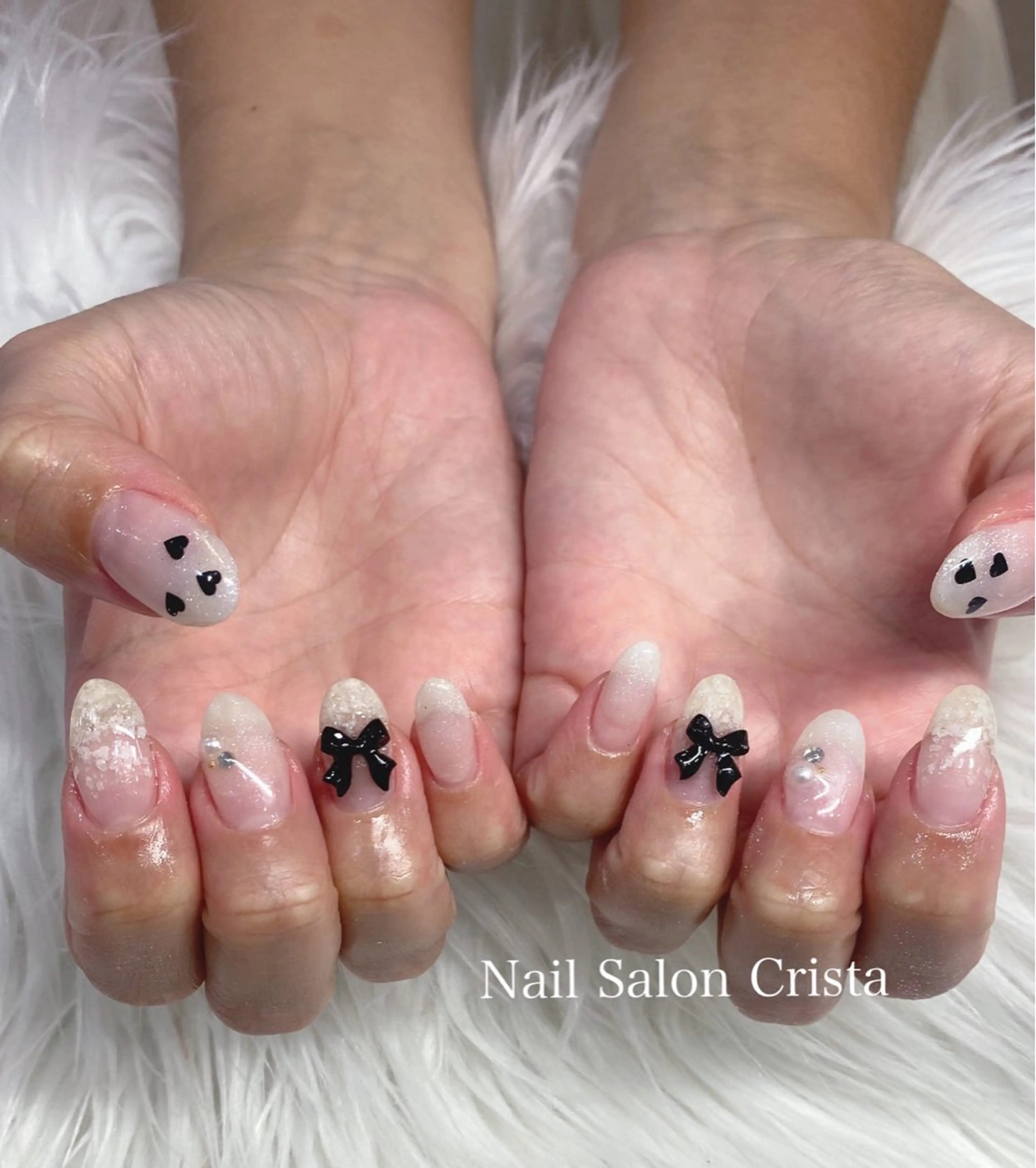 ネイル ジェルネイル パラジェル リボン CRISTA所属・CRISTA MOMOのネイルデザイン