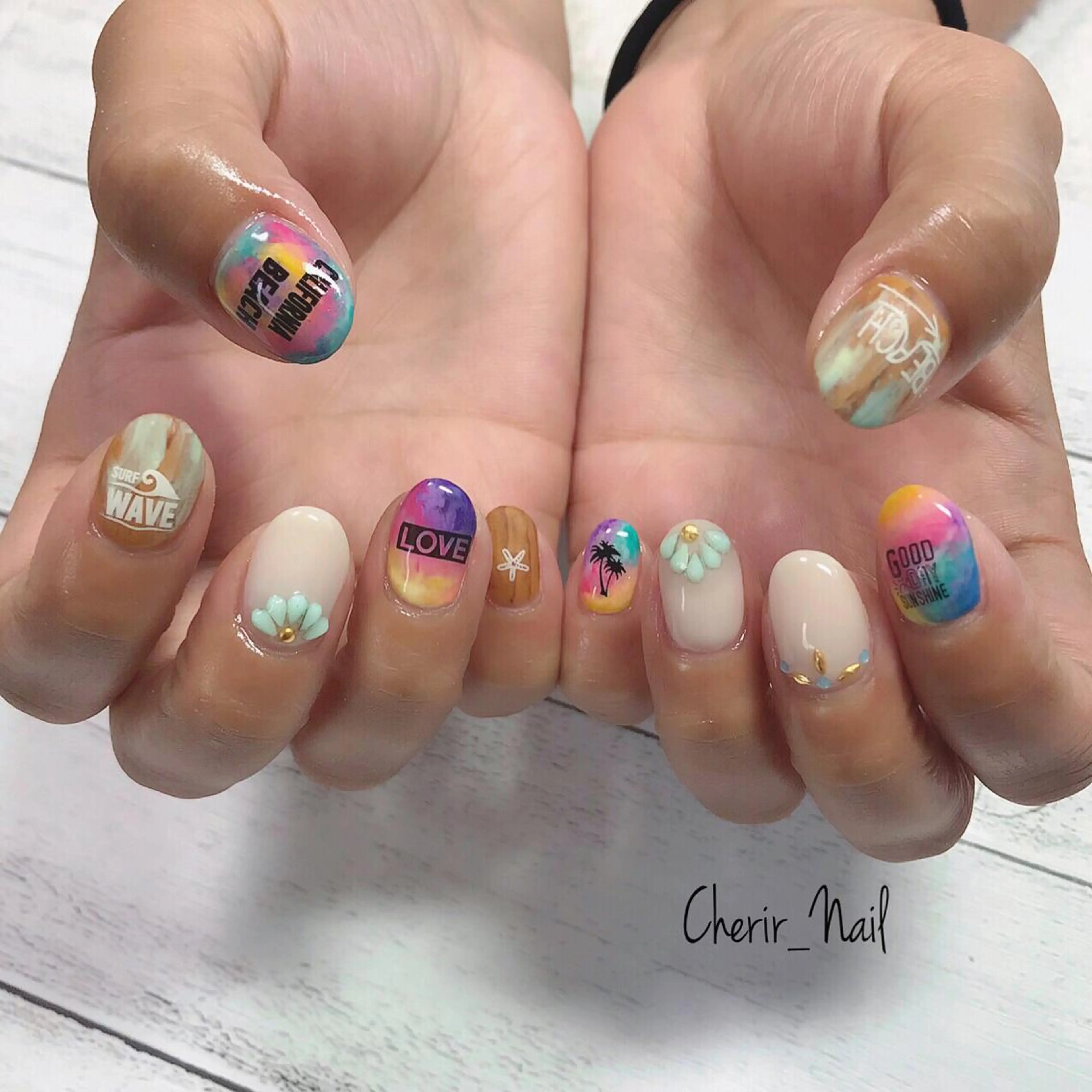 ネイル マットネイル ワンカラーネイル ショートネイル 夏ネイル Cherirnail kaoriのネイルデザイン