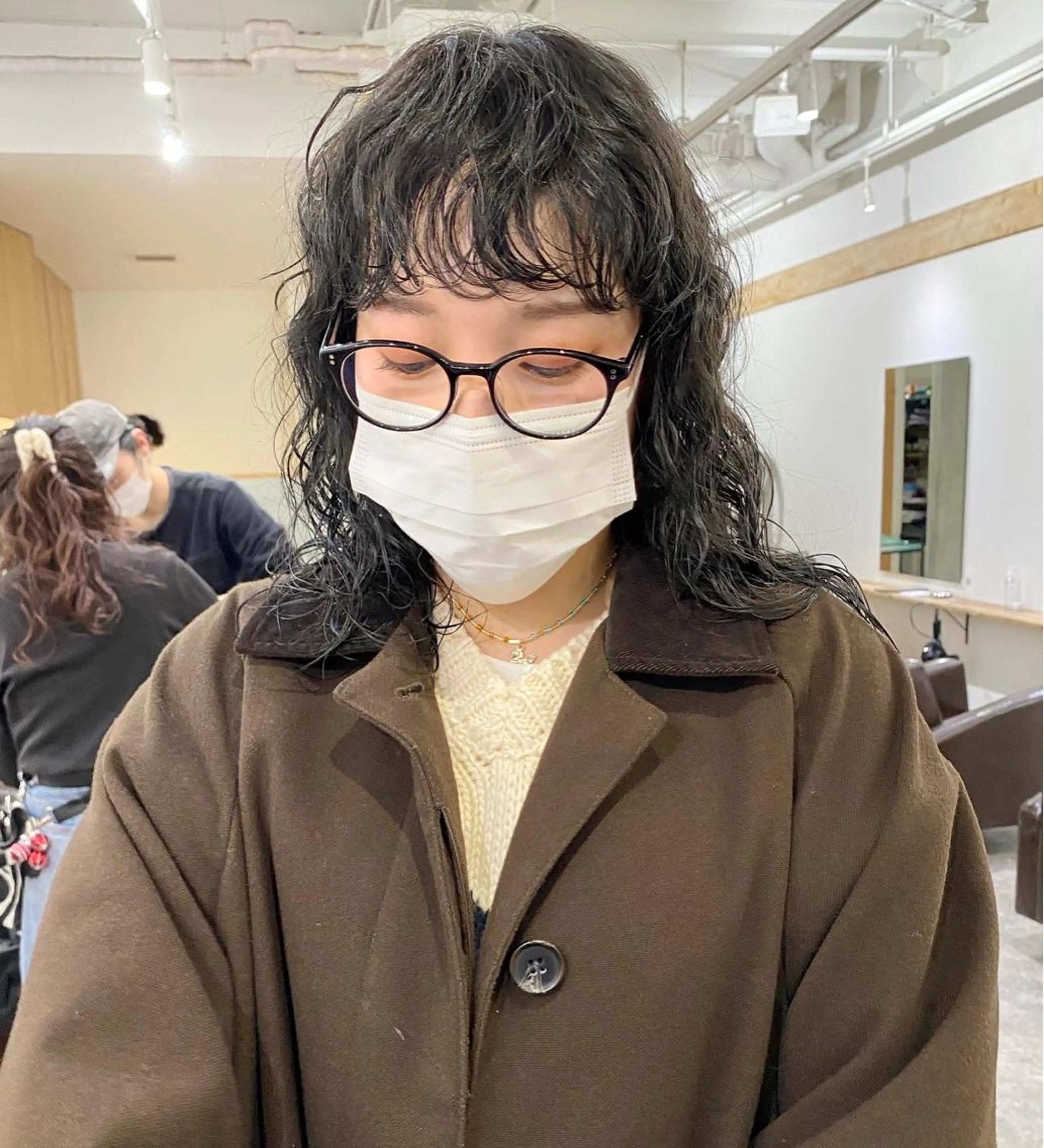 ミディアム パーマ ミディアムパーマ 森貴裕/ベージュ/ パーマ/オリーブのヘアスタイル