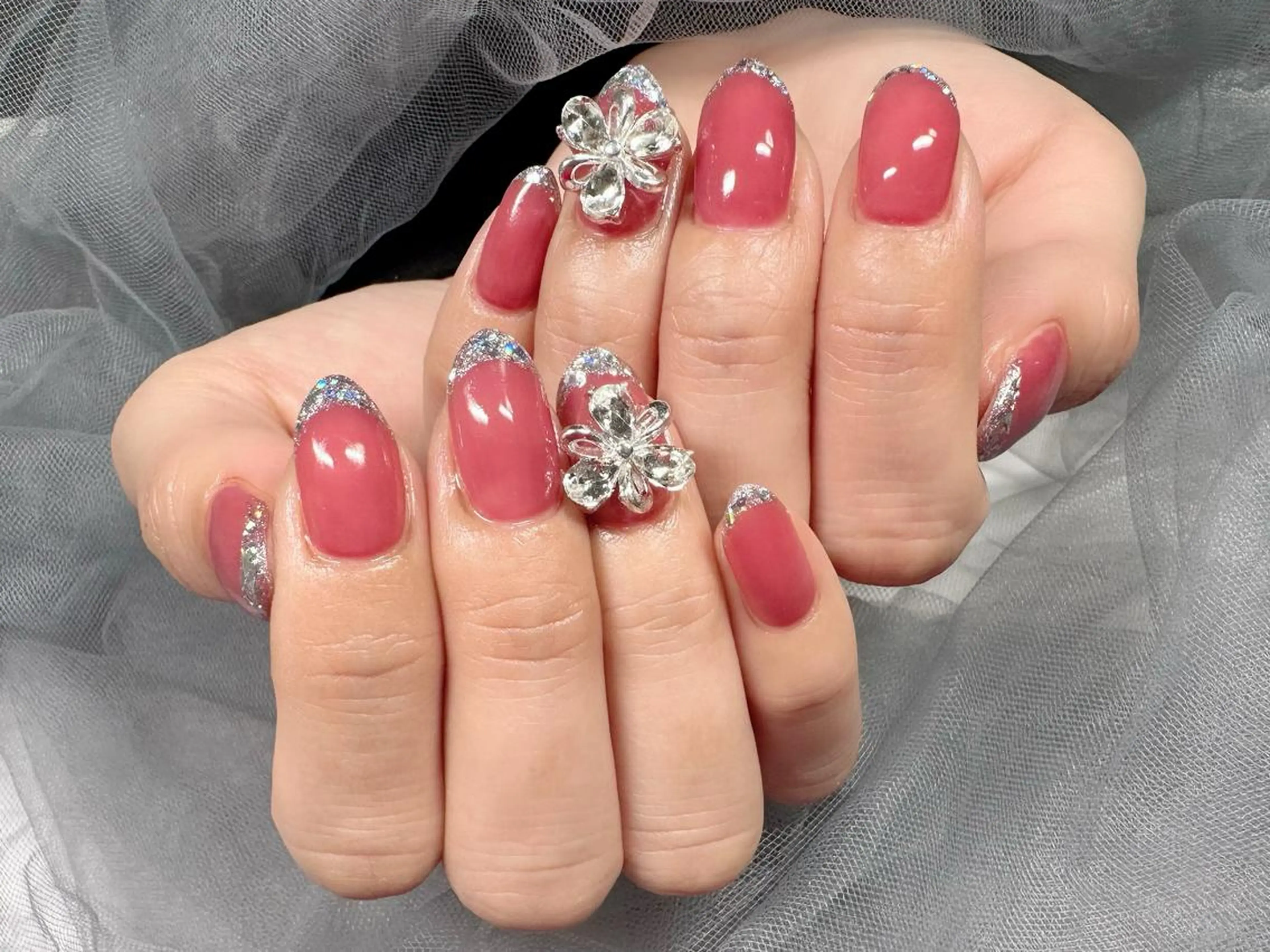 ネイル フレンチネイル ガラスフレンチ ハンドネイル Nail Salon KURELLYのネイルデザイン