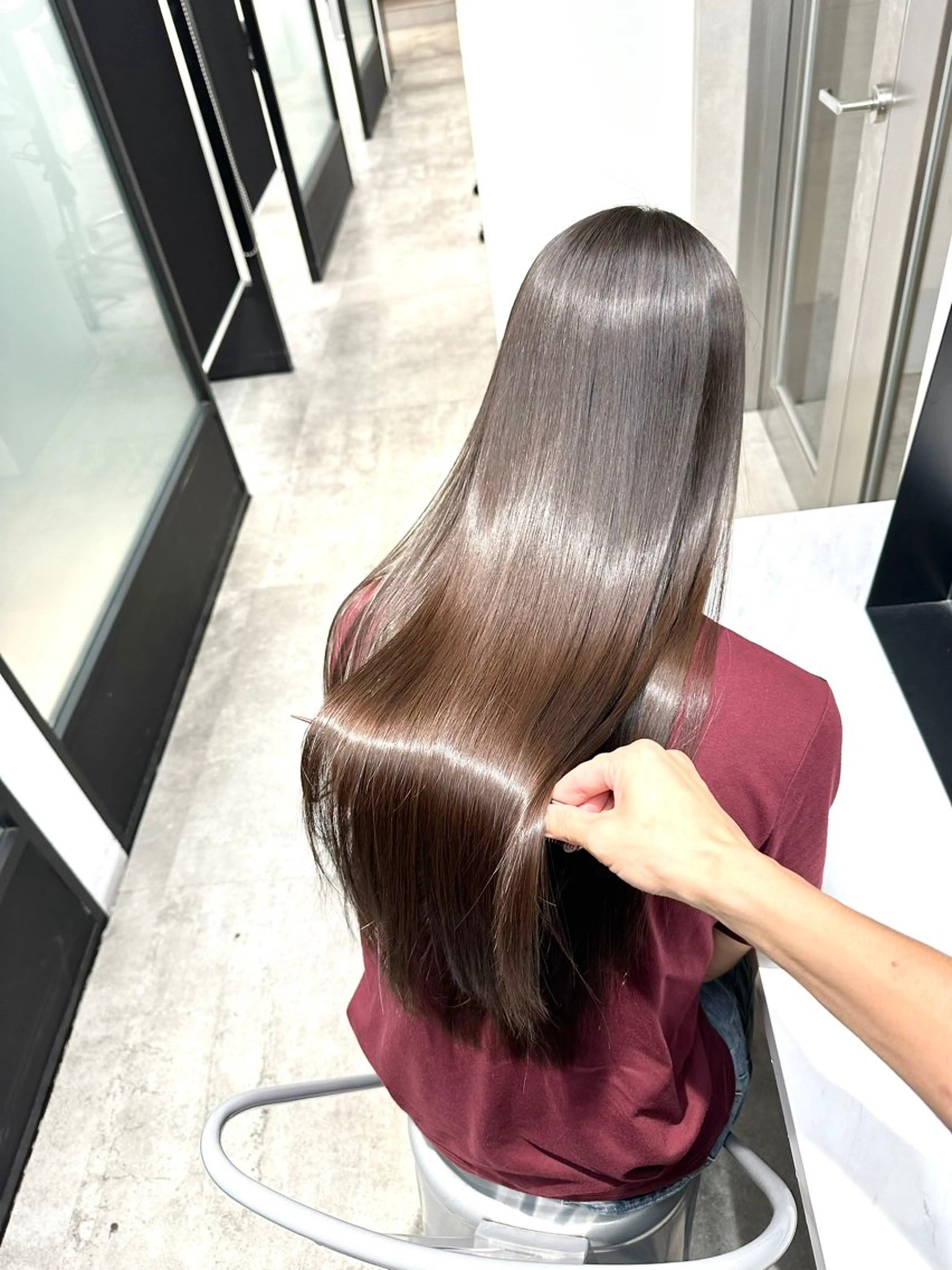 ロング パーマ ヘアアレンジ 髪質改善 縮毛矯正 トリートメント ストレートパーマ 縮毛矯正 トリートメント 縮毛矯正/髪質改善/ ブリーチ毛/木元渓太のヘアスタイル
