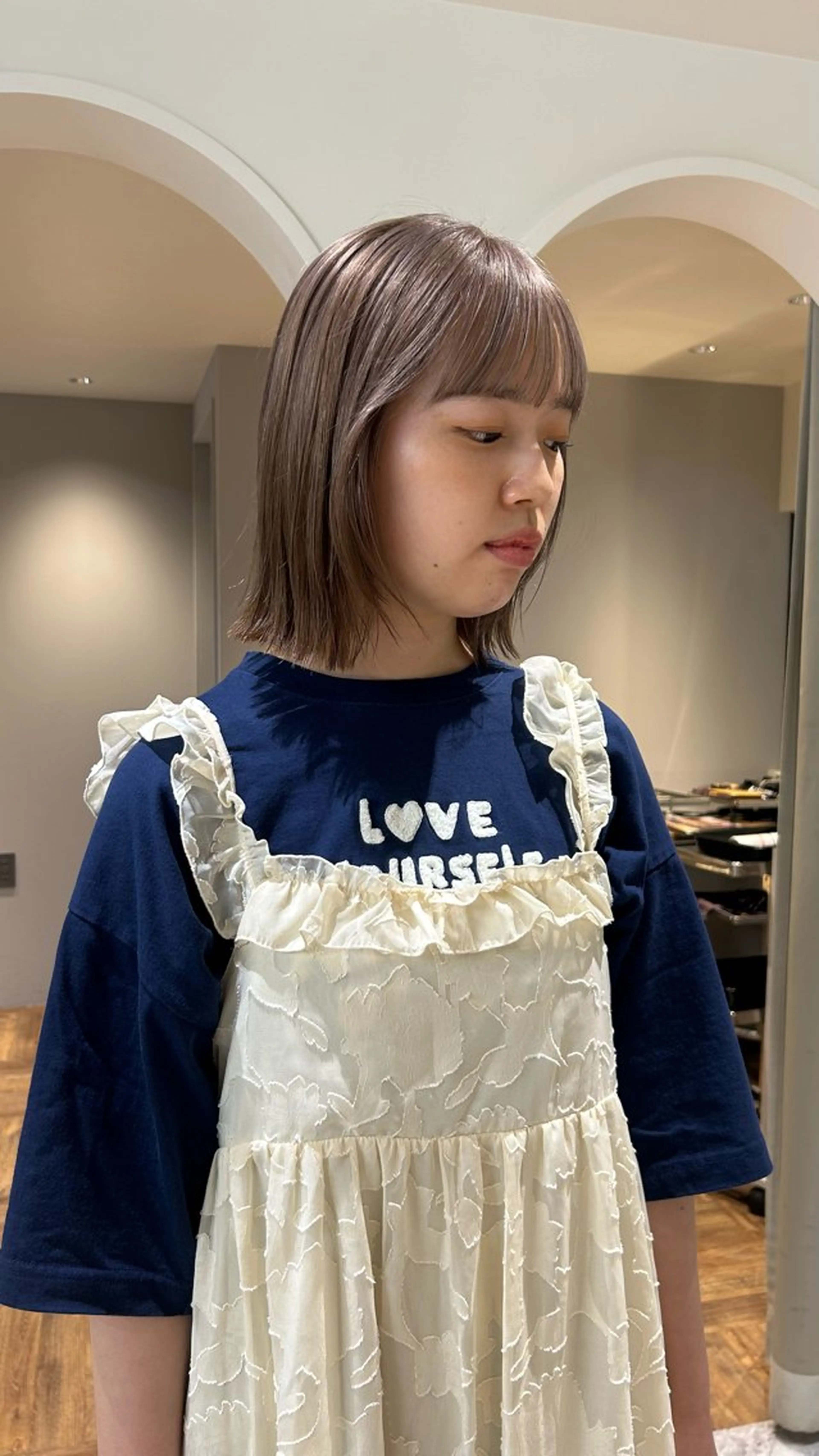 ミディアム カラー カット ヘアカラー トリートメント じゅわっと暖色カラー 🍊Moemiのヘアスタイル