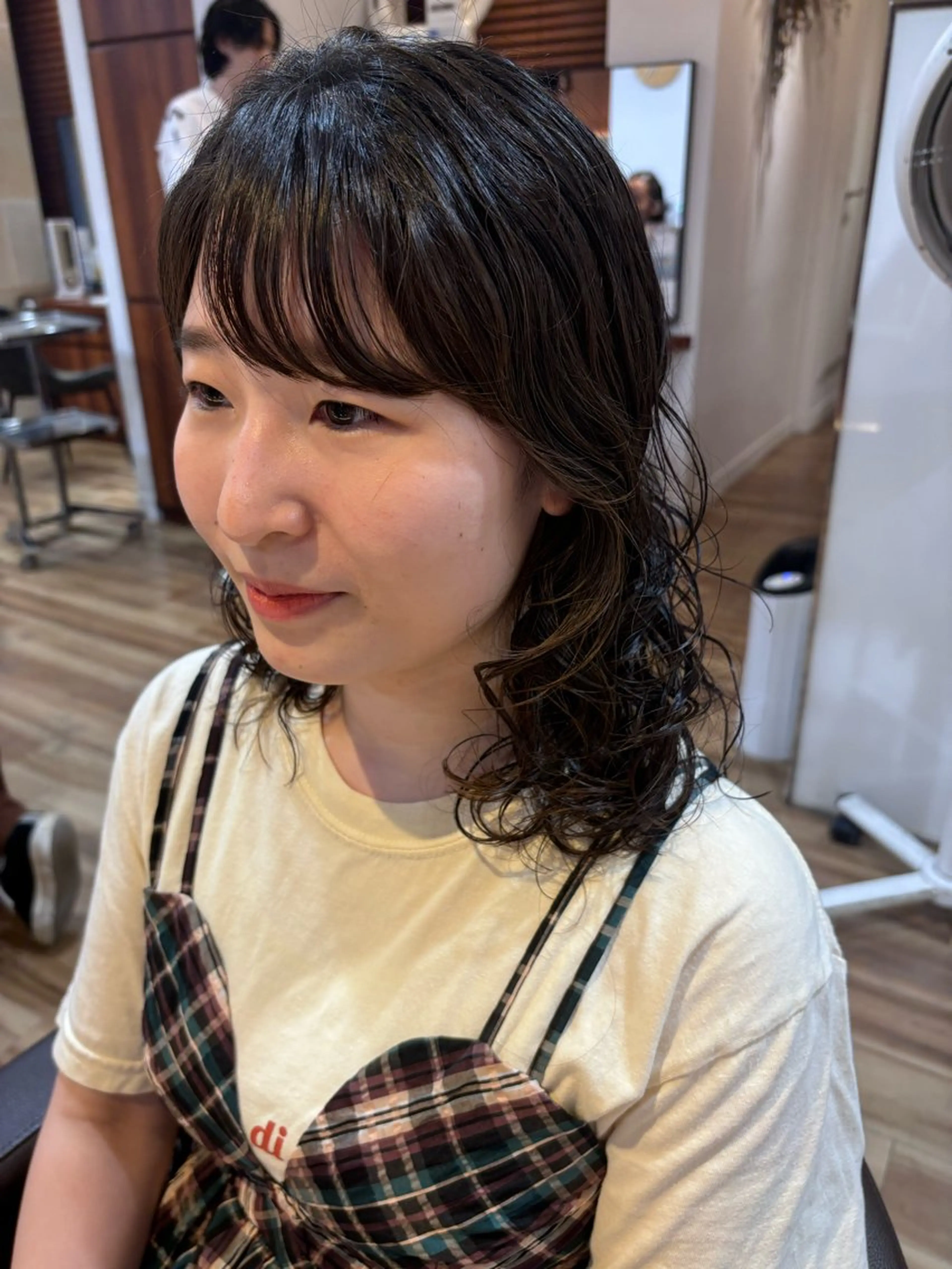 ミディアム パーマ カット パーマ しみず さくら🌸のヘアスタイル