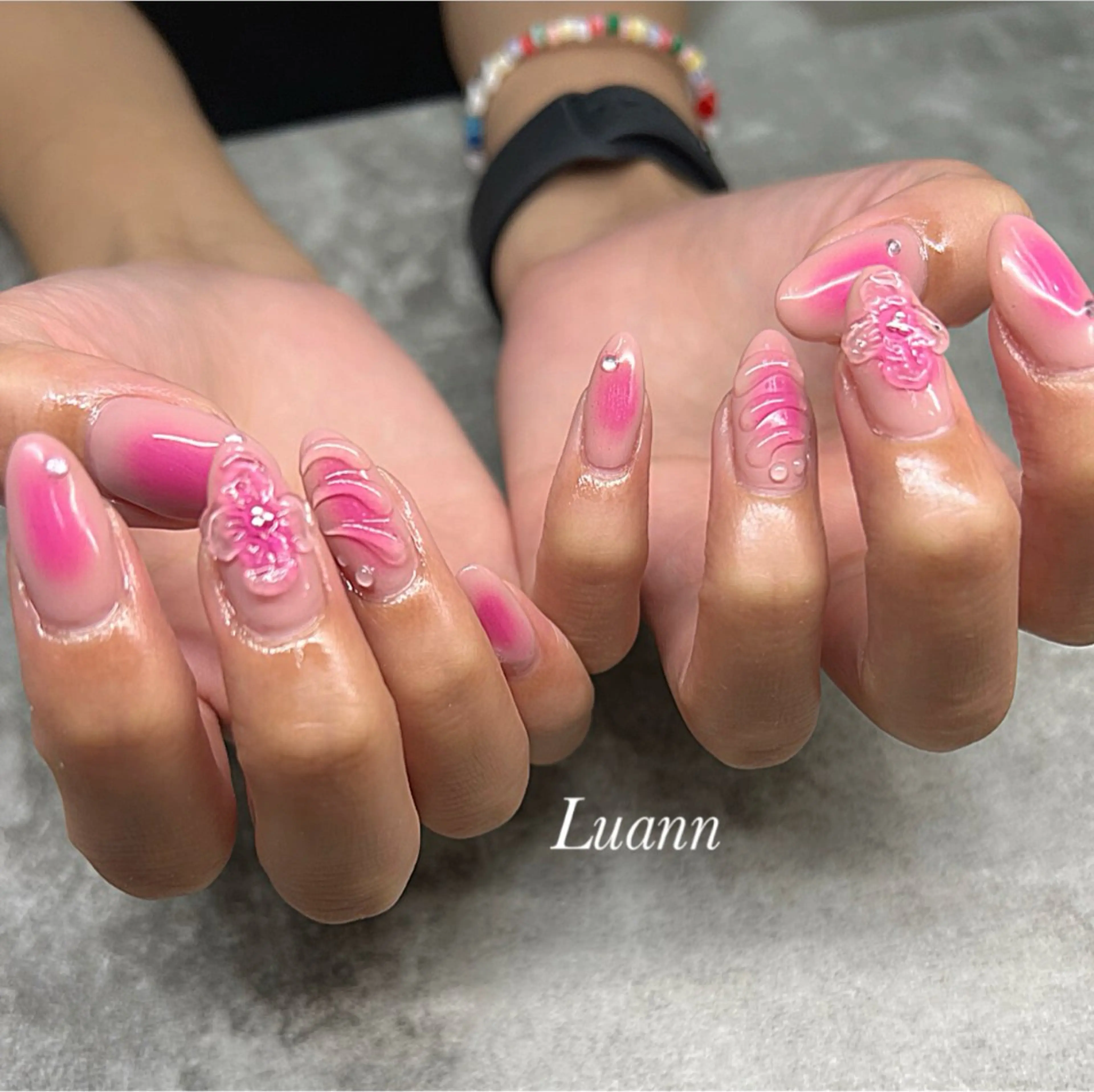 ネイル チークネイル グラデーション 韓国ネイル ピンク Luann nail Sakiのネイルデザイン