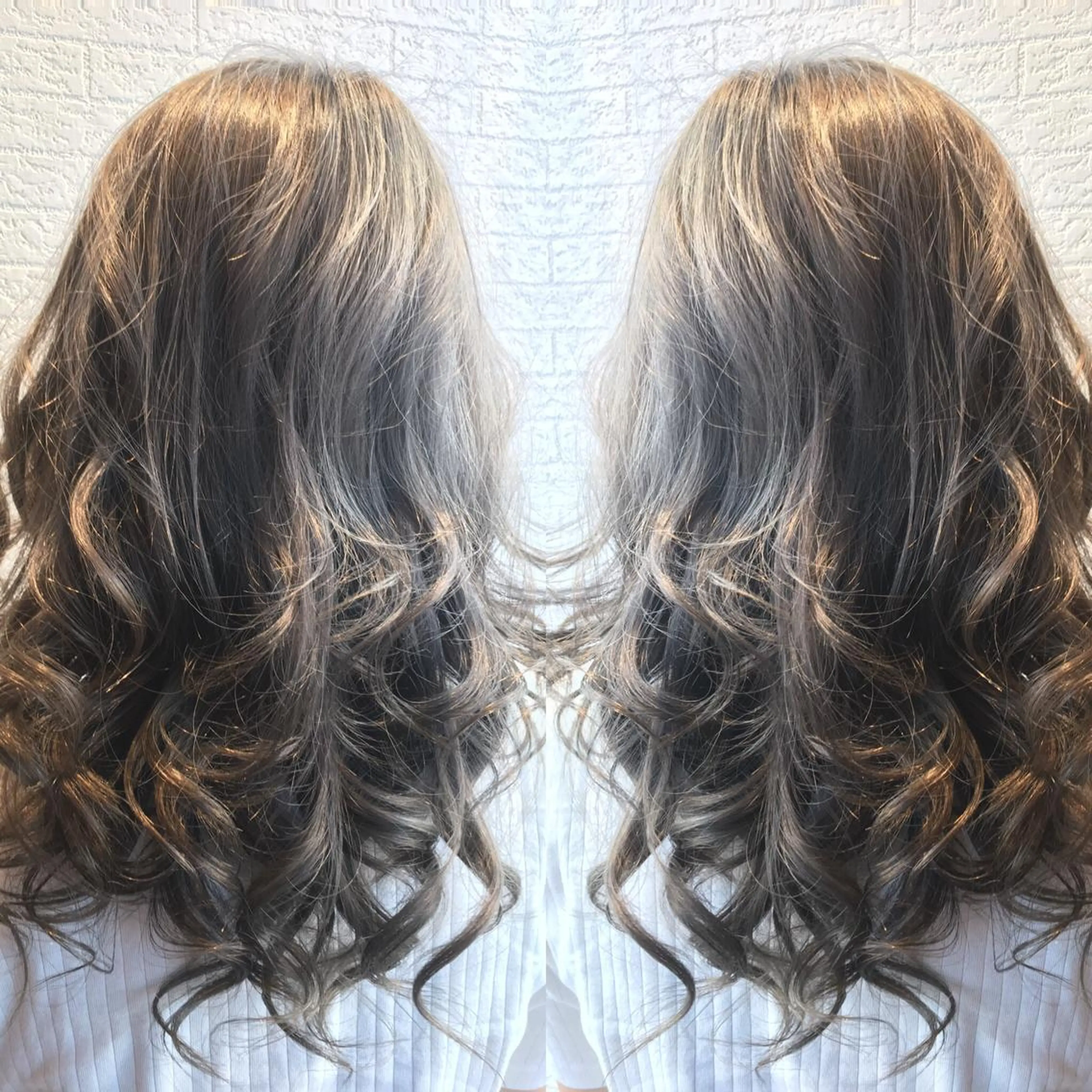 セミロング カラー アッシュ ブリーチ 髪質改善美容師 中村　一のヘアスタイル