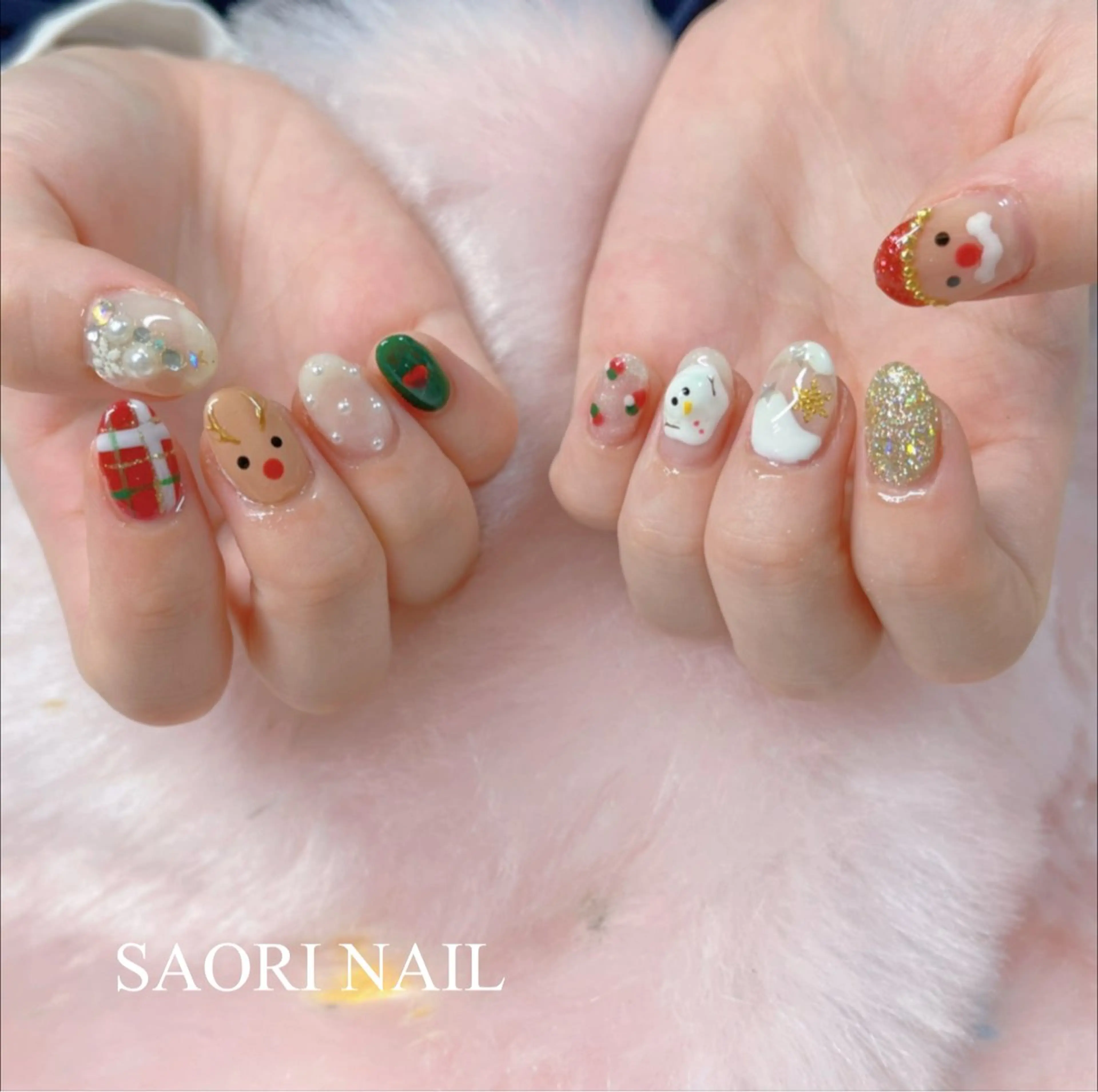 ネイル チークネイル フレンチネイル ジェルネイル ハート 韓国ネイル 安部 沙織のネイルデザイン