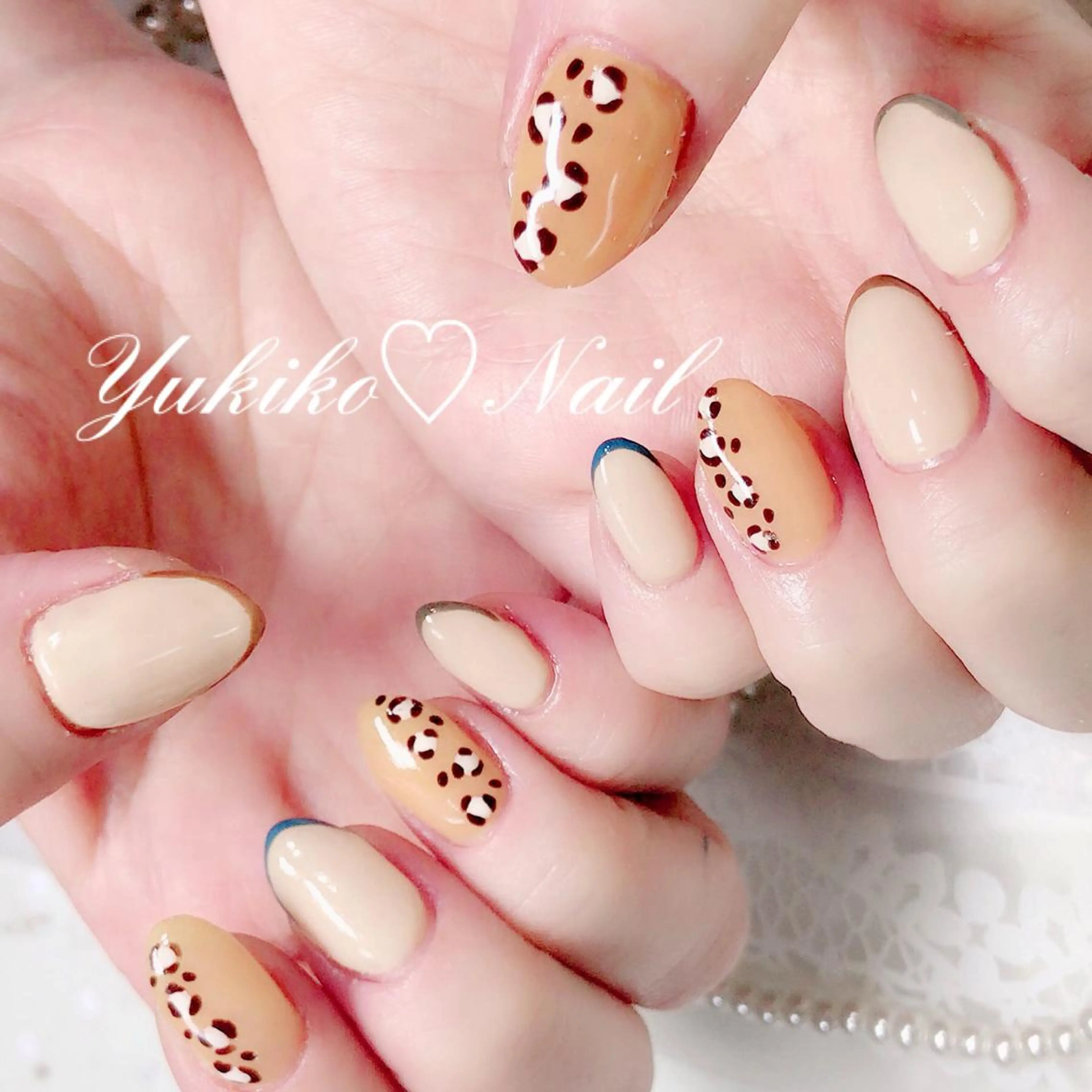 ネイル アニマル柄 フレンチネイル 持ち込み ユキコ ネイルのネイルデザイン