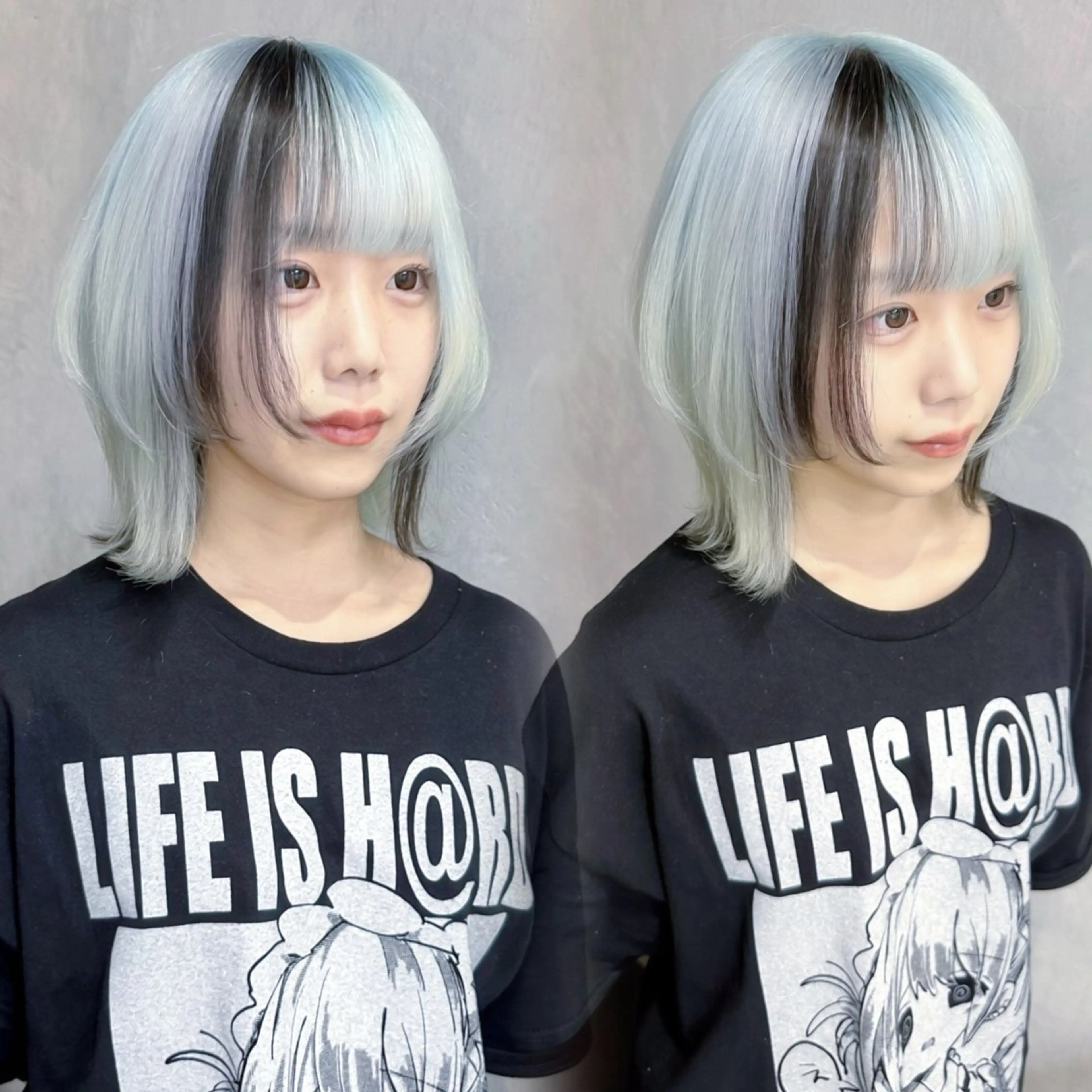 ミディアム カラー 艶髪ハイトーン ちひろ🌙+.°のヘアスタイル
